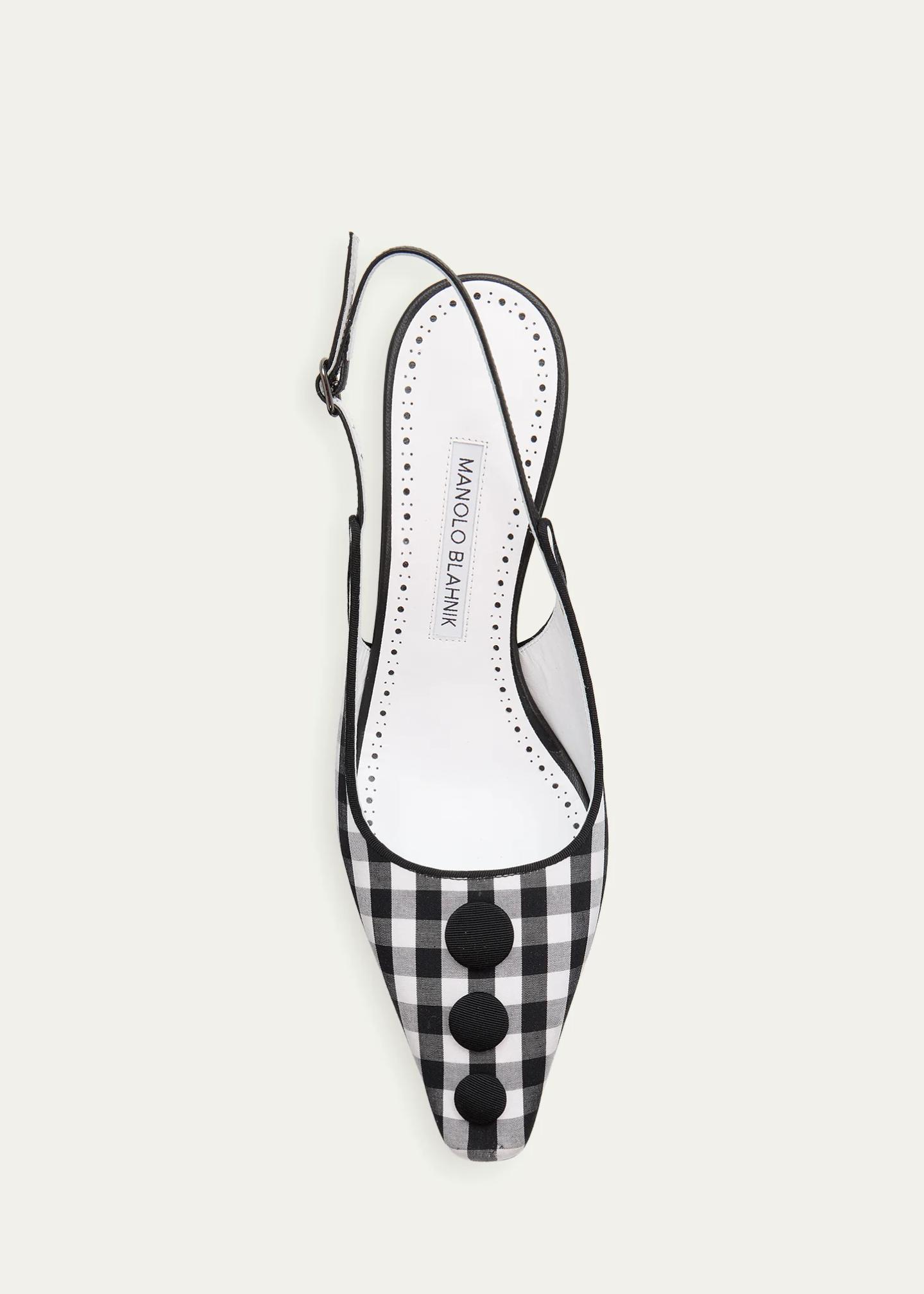 Manolo Blahnik 90mm Alexa Gingham Slingback Pumps - Bergdorf Goodman