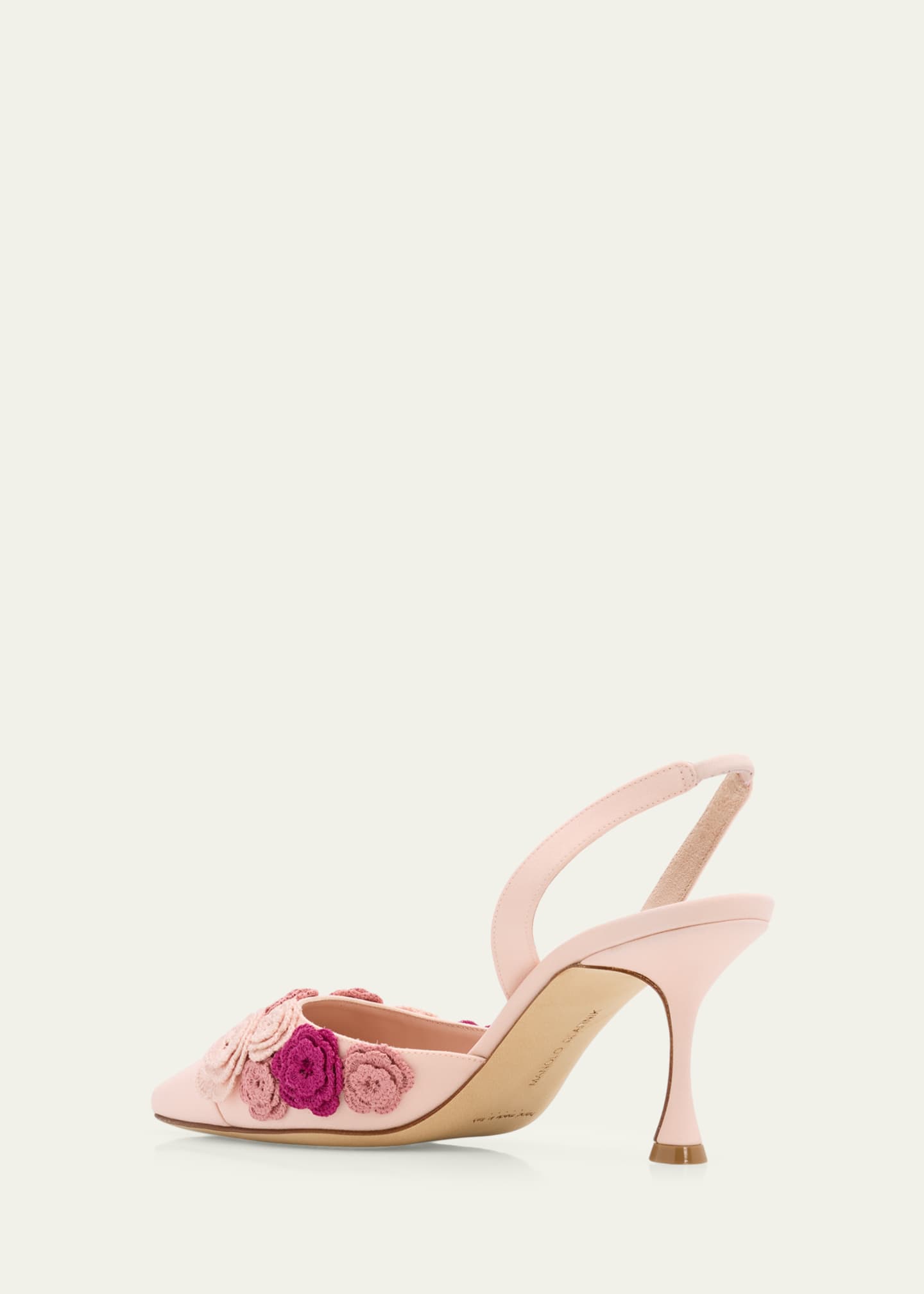Manolo Blahnik スリングバックパンプス　ピンク36 ★ほぼ新品★ Manolo Blahnik 70mm Svemutasli Gala Floral Satin Slingback Pumps