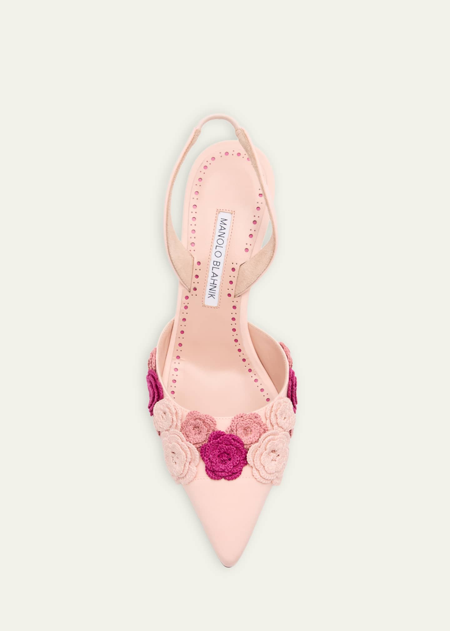Manolo Blahnik 70mm Svemutasli Gala Floral Satin Slingback Pumps