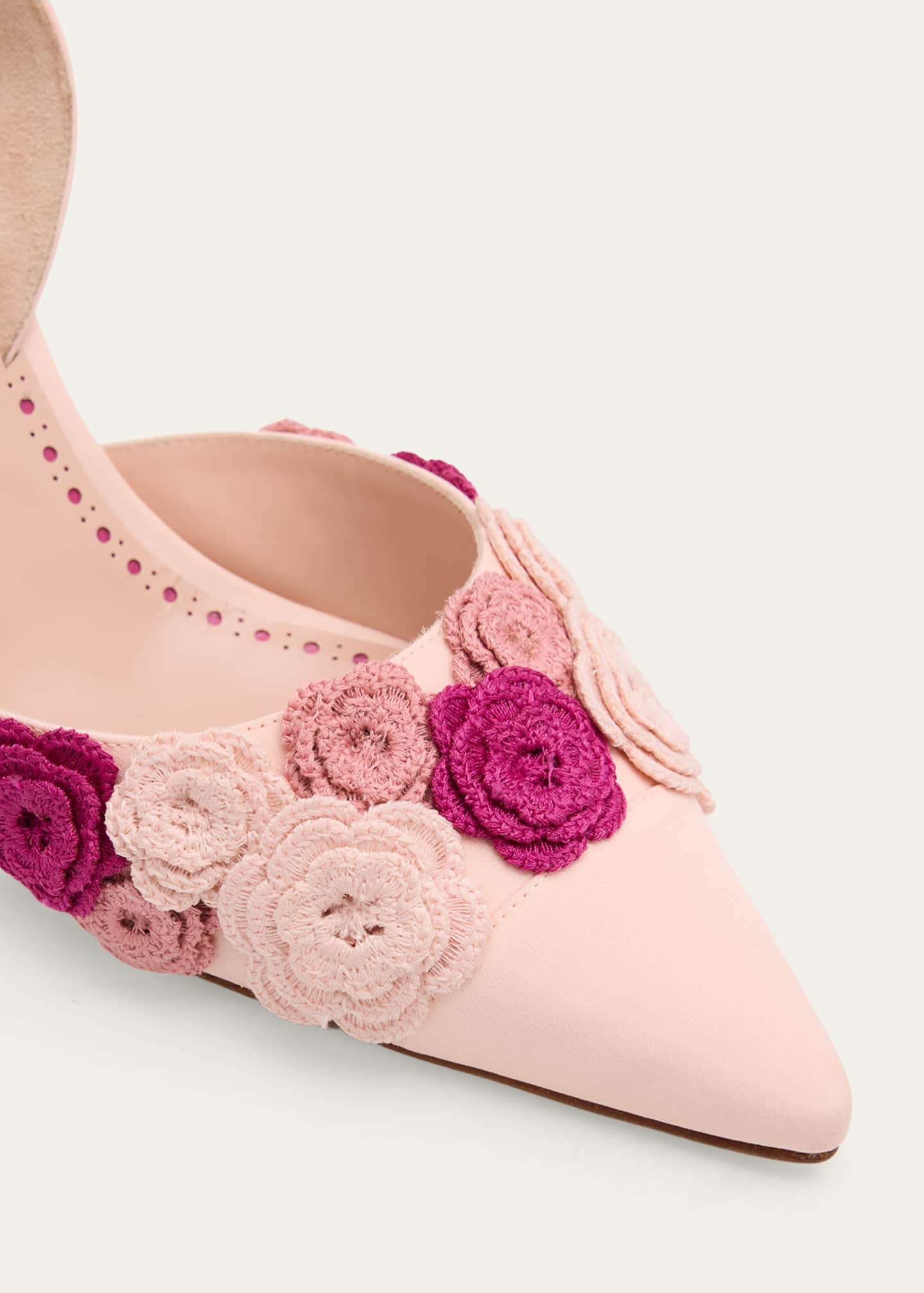Manolo Blahnik 70mm Svemutasli Gala Floral Satin Slingback Pumps