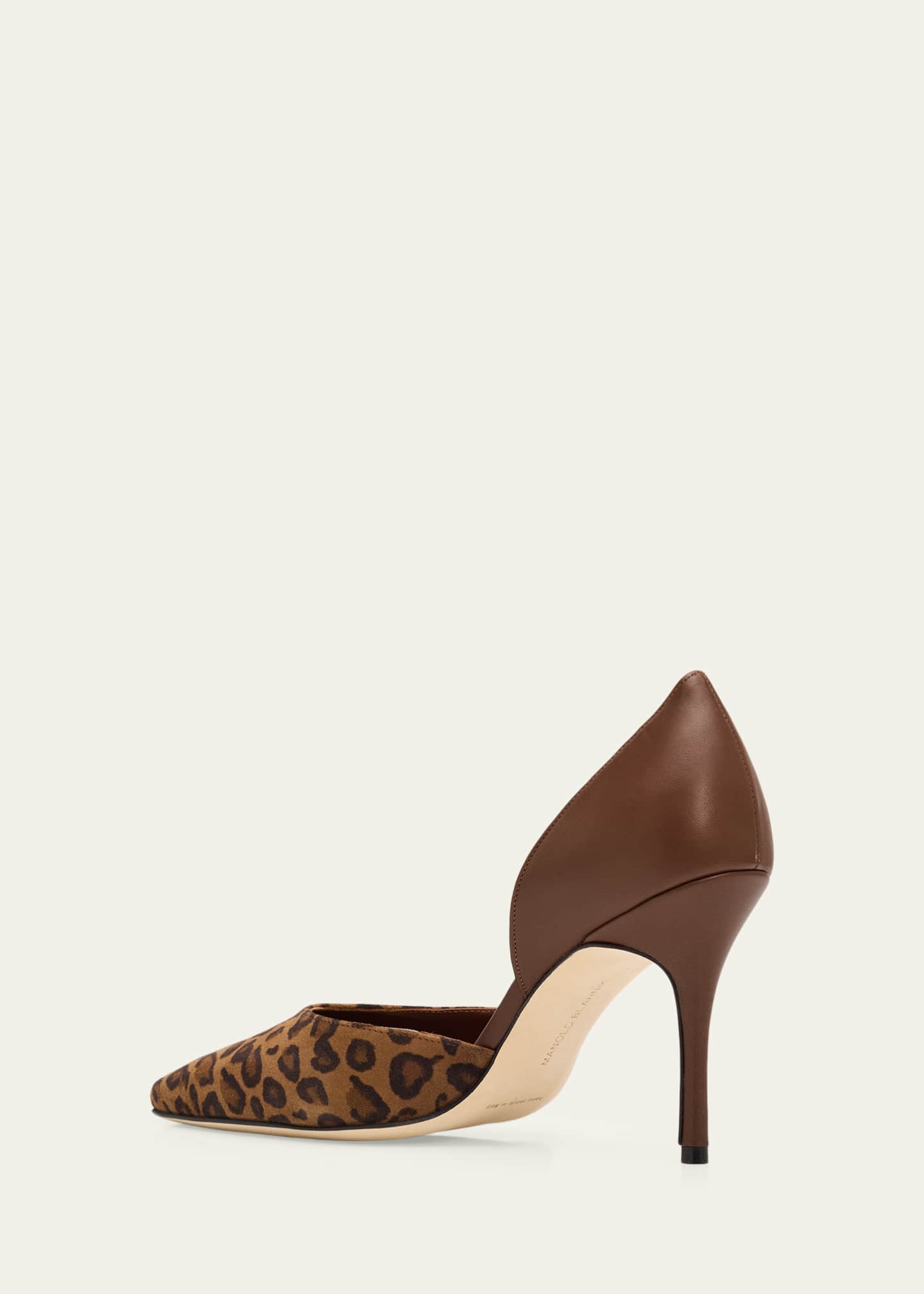 Manolo Blahnik 90mm Taylerbinu Leopard Mixed Leather Pumps