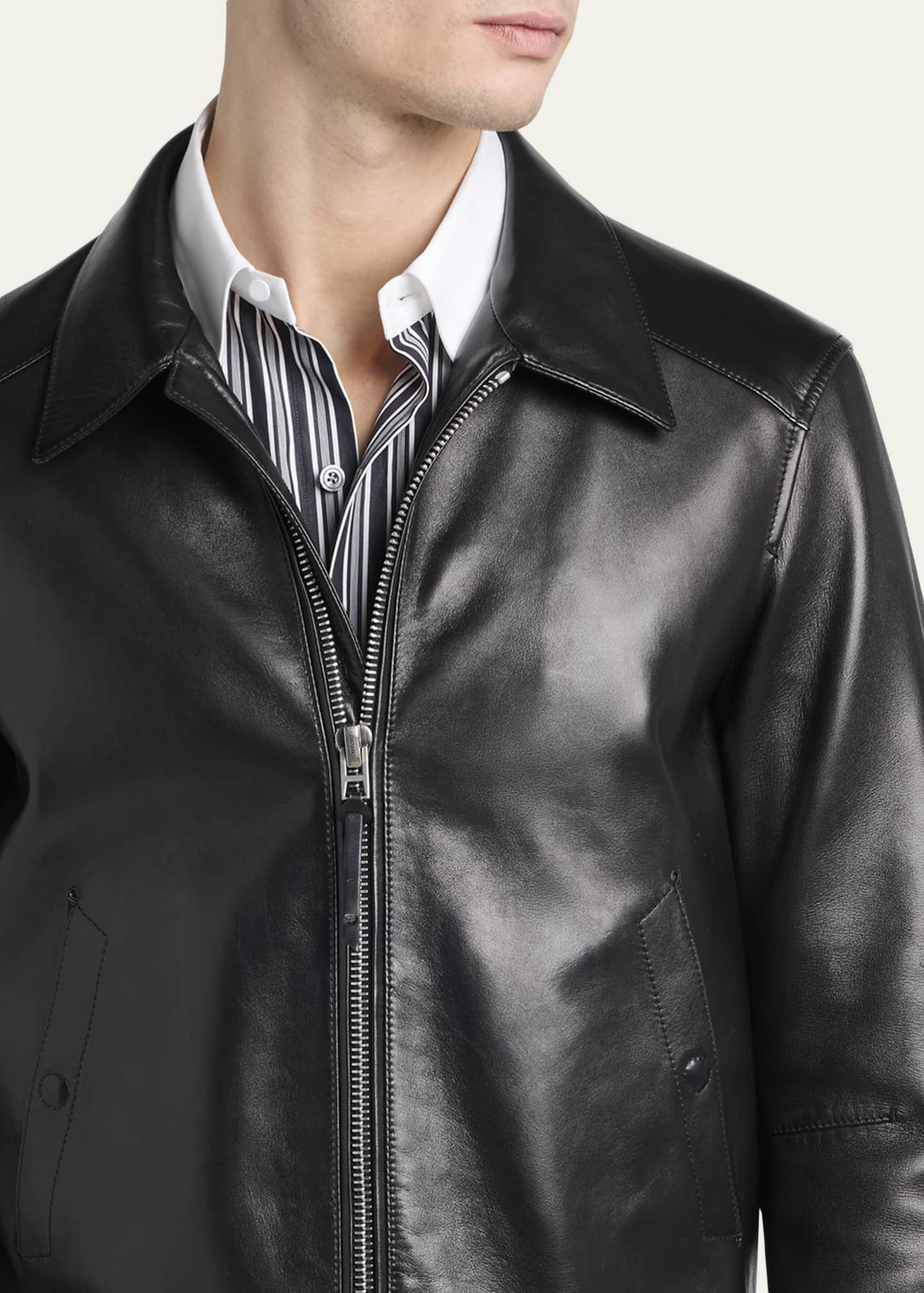 TOM FORD Men's Full-Zip Grained Leather Jacket - Bergdorf Goodman