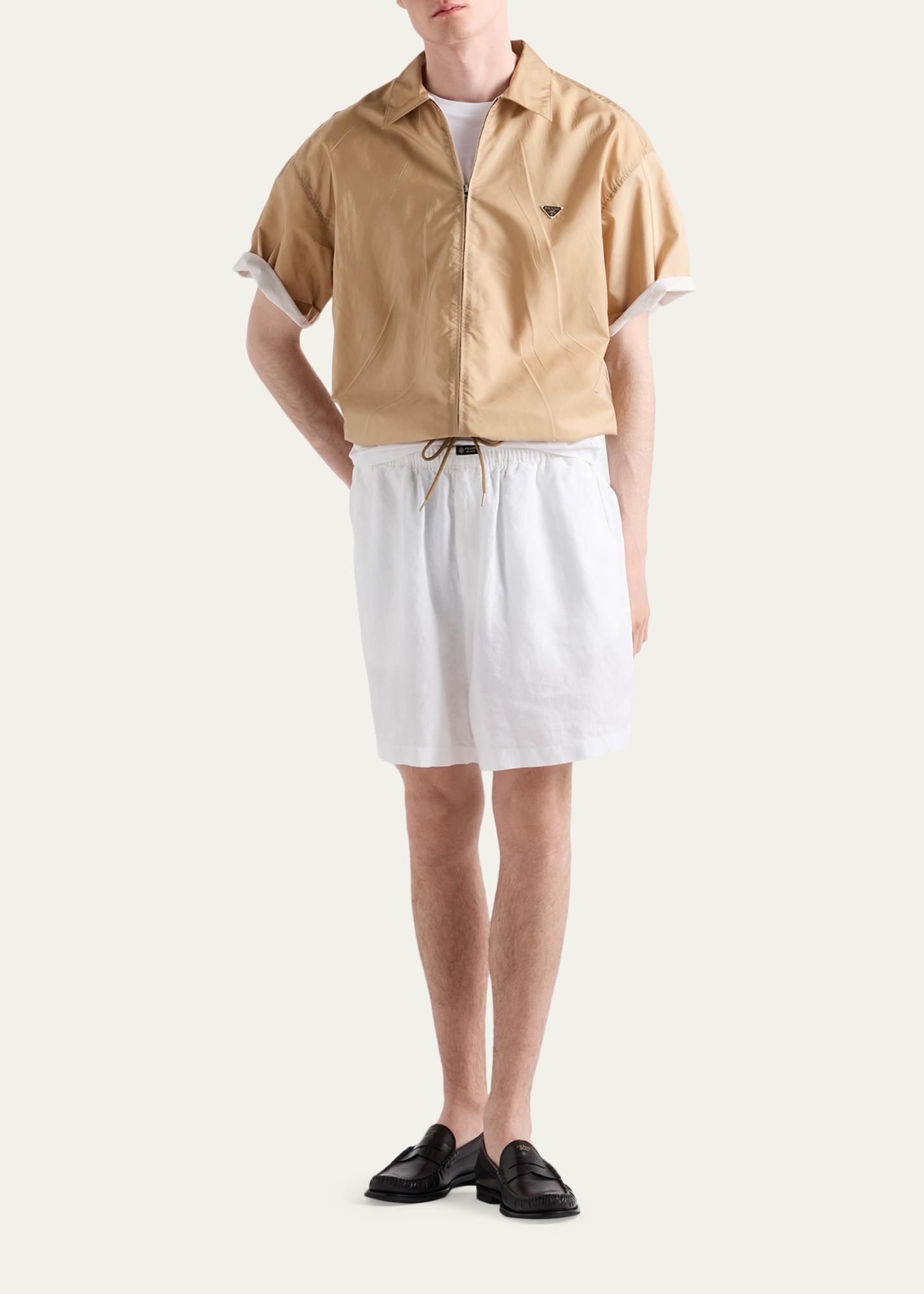 Prada Men's Re-Nylon Full-Zip Short-Sleeve Shirt - Bergdorf Goodman
