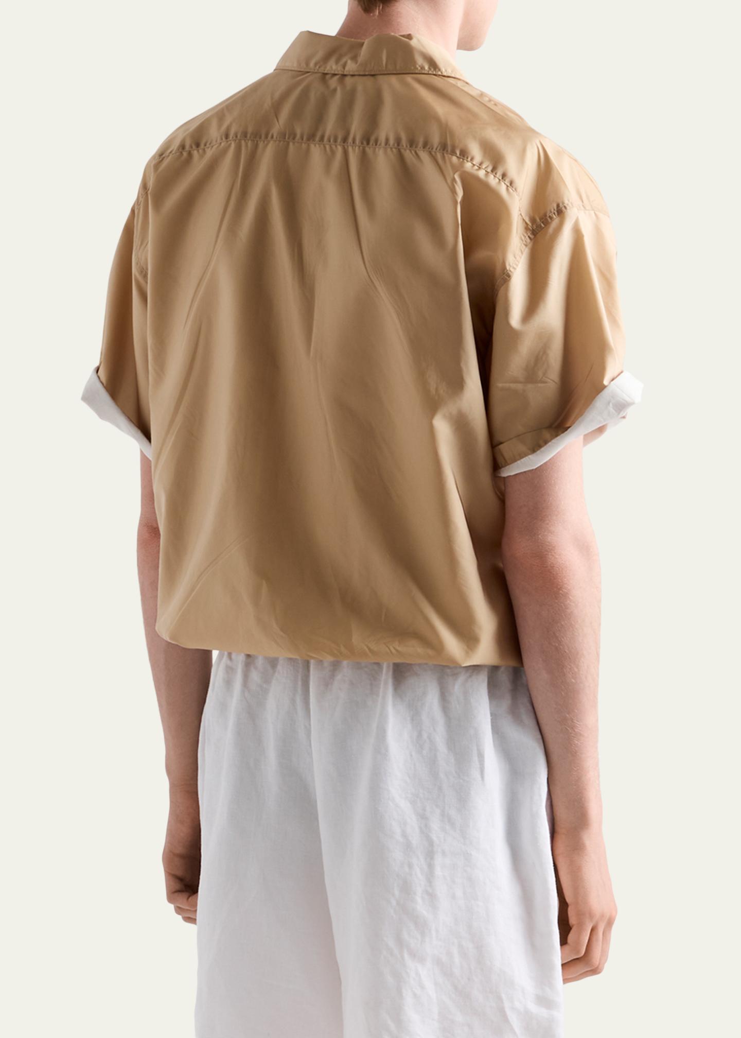 Prada Men's Re-Nylon Full-Zip Short-Sleeve Shirt - Bergdorf Goodman