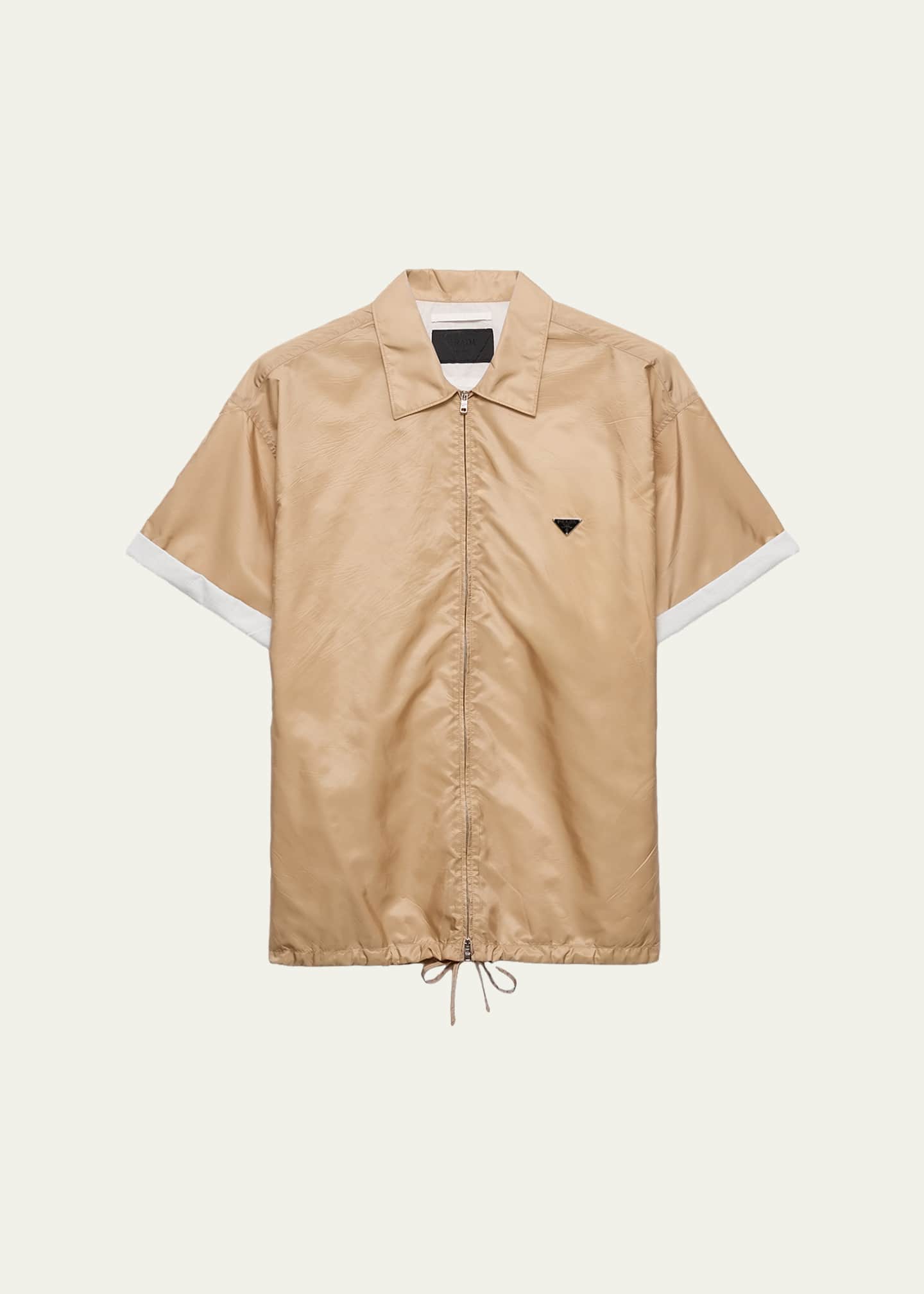 Prada Men's Re-Nylon Full-Zip Short-Sleeve Shirt - Bergdorf Goodman