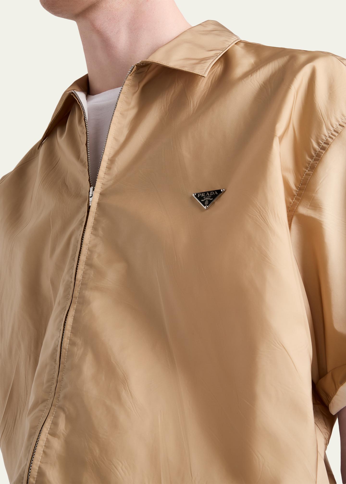 Prada Men's Re-Nylon Full-Zip Short-Sleeve Shirt - Bergdorf Goodman