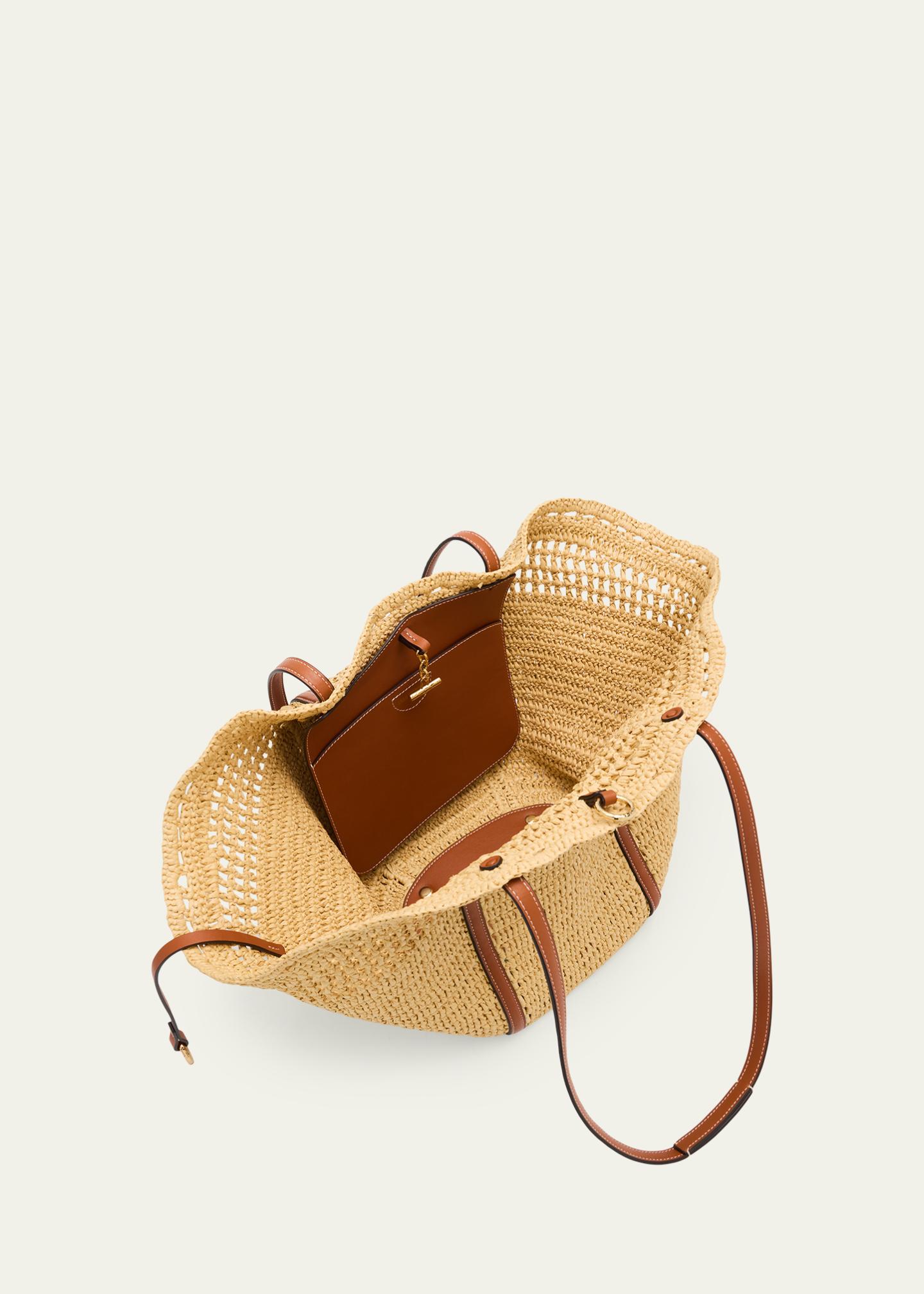 Ulla Johnson Marina Raffia Leather-Trim Tote Bag - Bergdorf Goodman