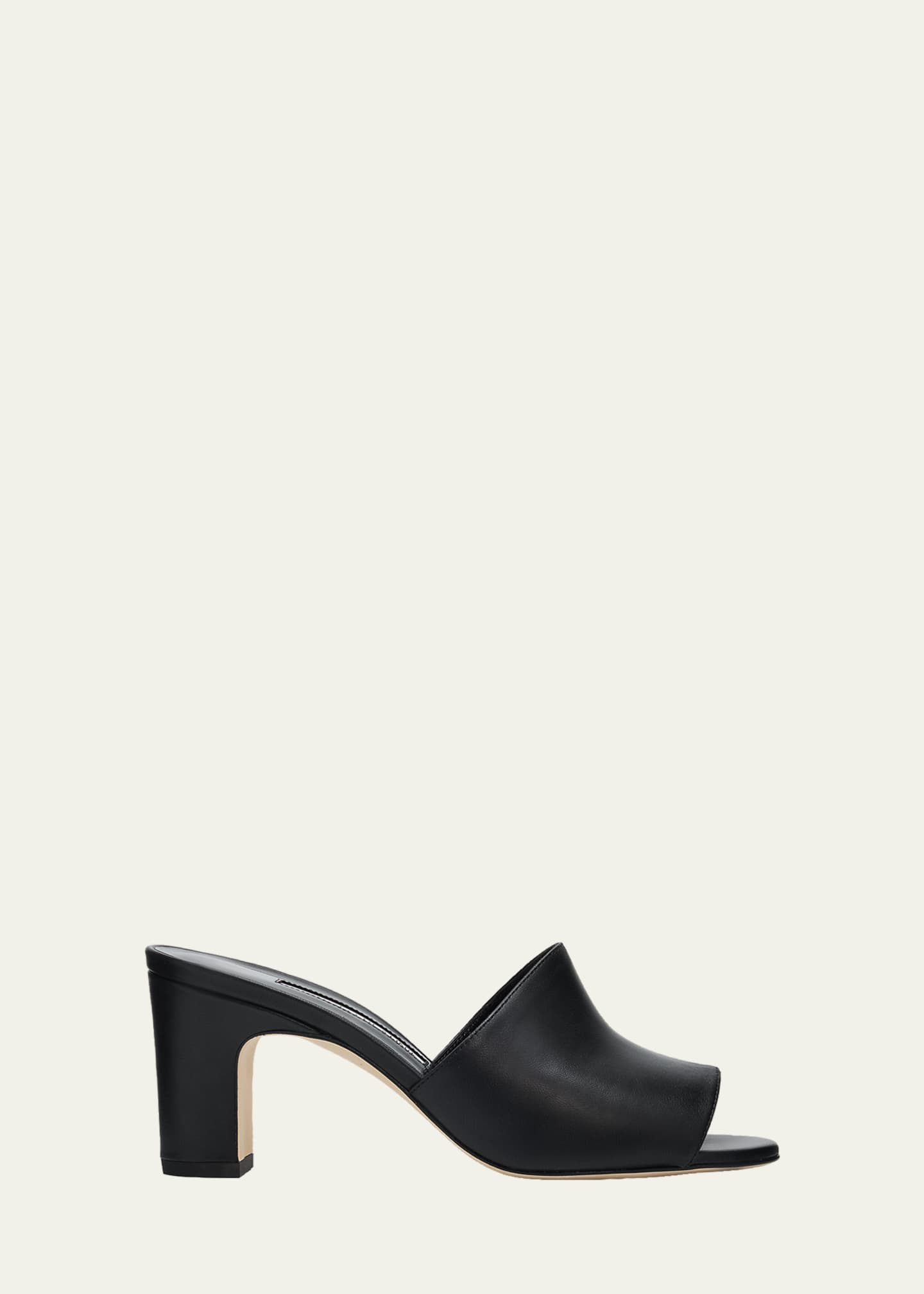 Manolo Blahnik 70mm Rapallabar Leather Mules - Bergdorf Goodman