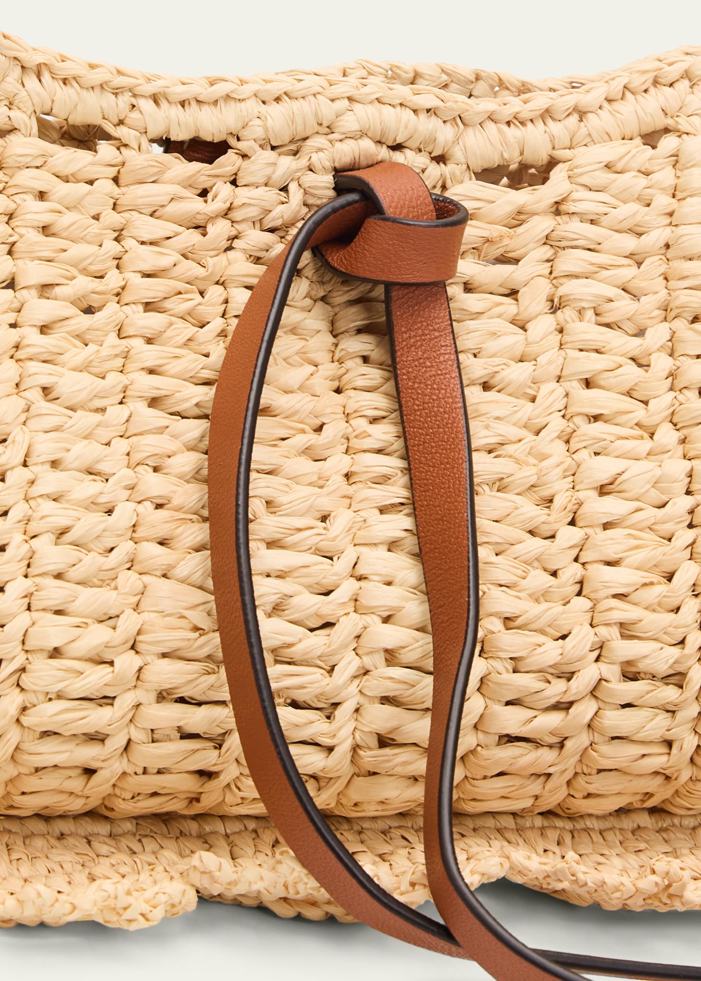 Ulla Johnson Marina Raffia Scalloped Leather-Trim Shoulder Bag