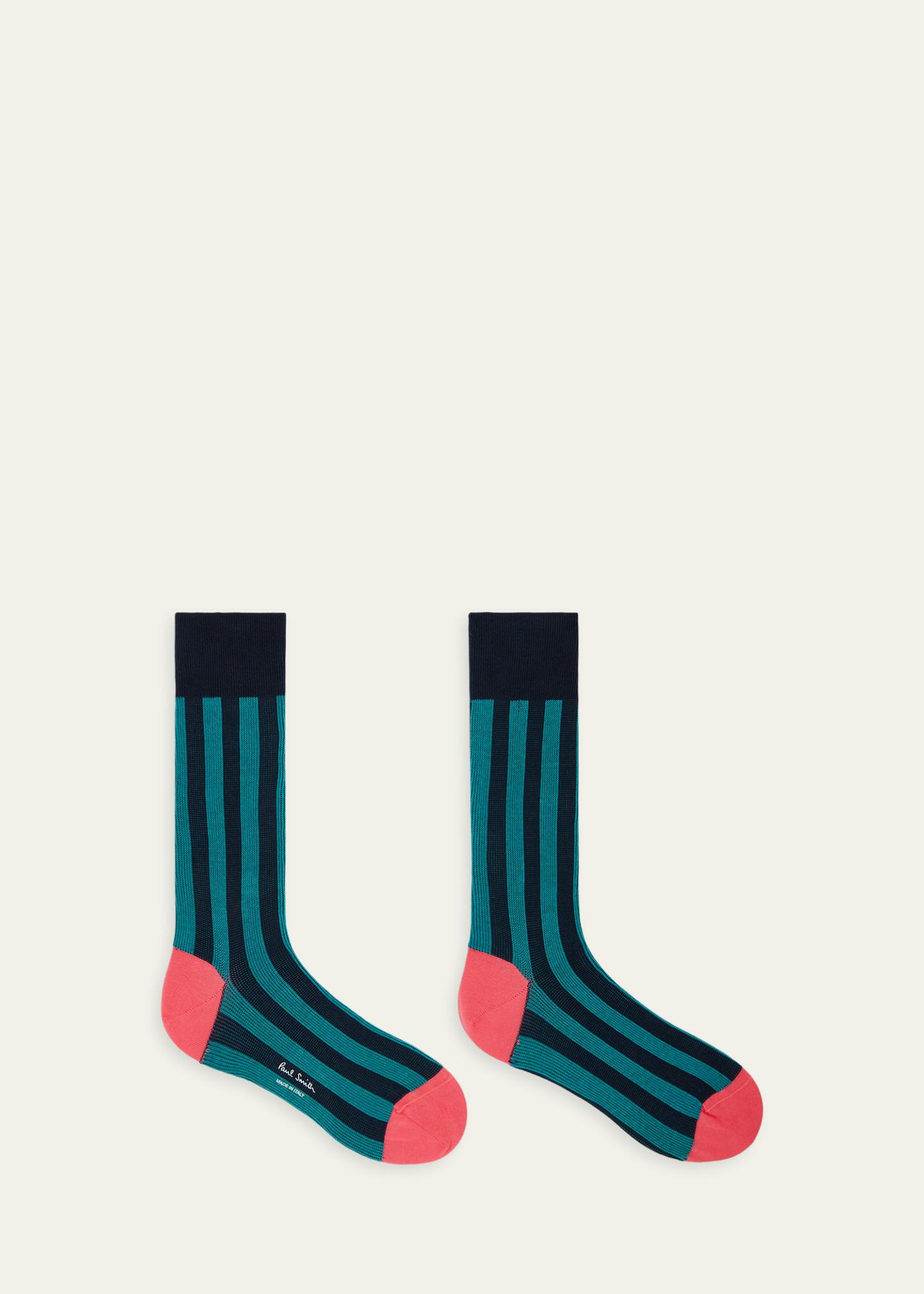 Paul Smith Men's Owen Contrast-Stripe Crew Socks - Bergdorf Goodman