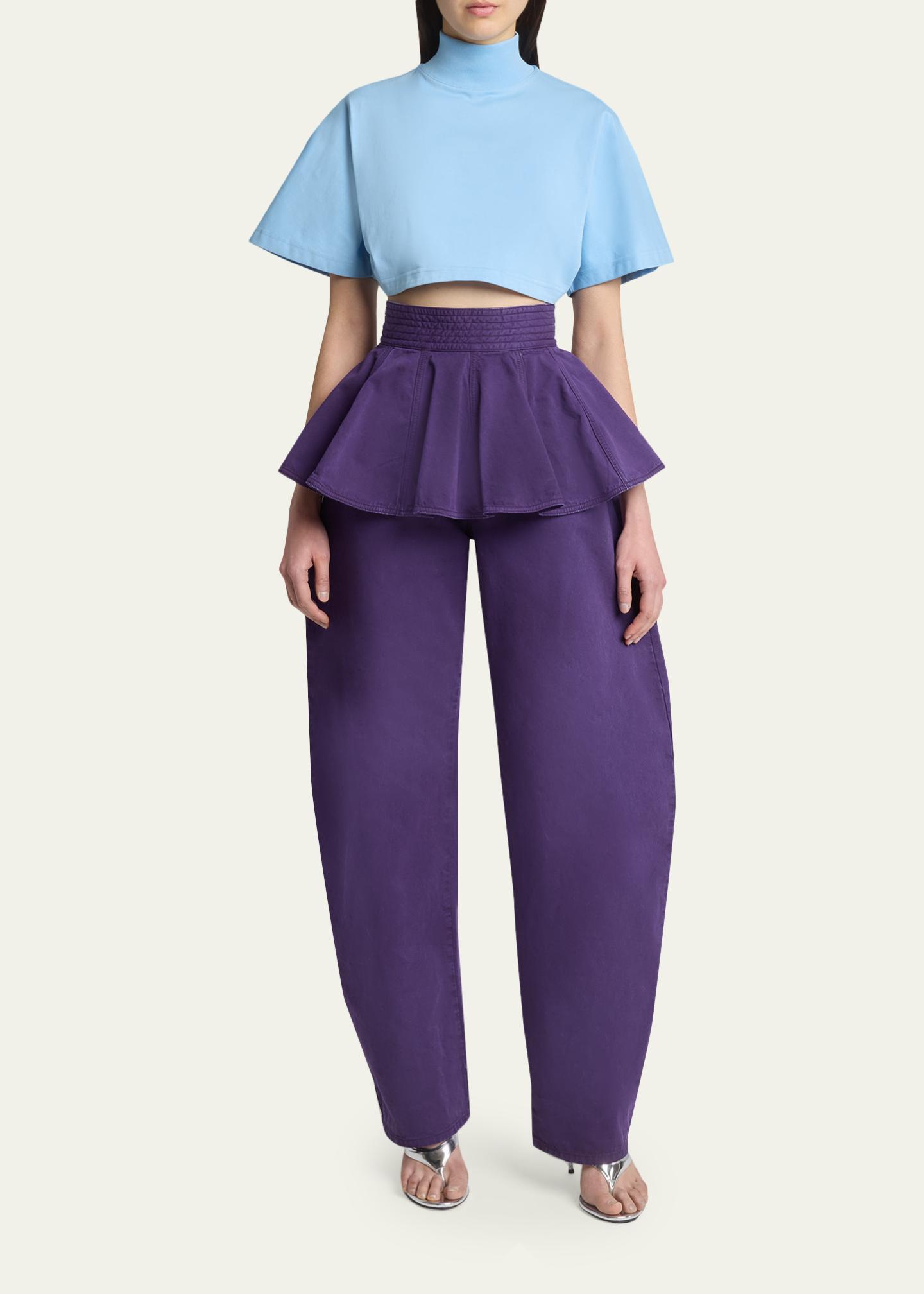 ALAÏA Turtleneck Short-Sleeve Crop T-Shirt - Bergdorf Goodman