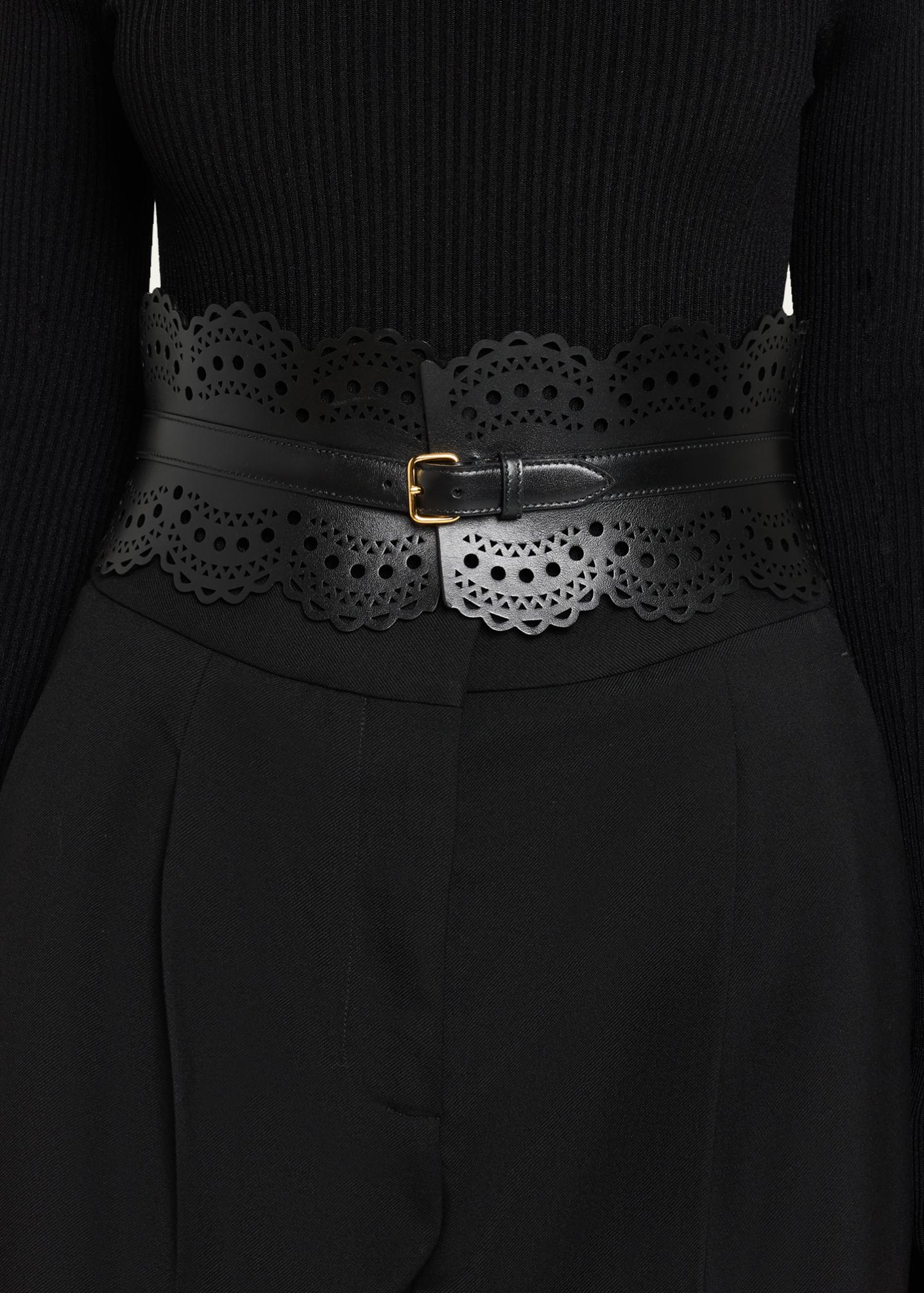 Alaia Black Laser-Cut Scalloped Leather Corset Belt Alaïa Laser-cut leather corset belt ALAÏA main image 4