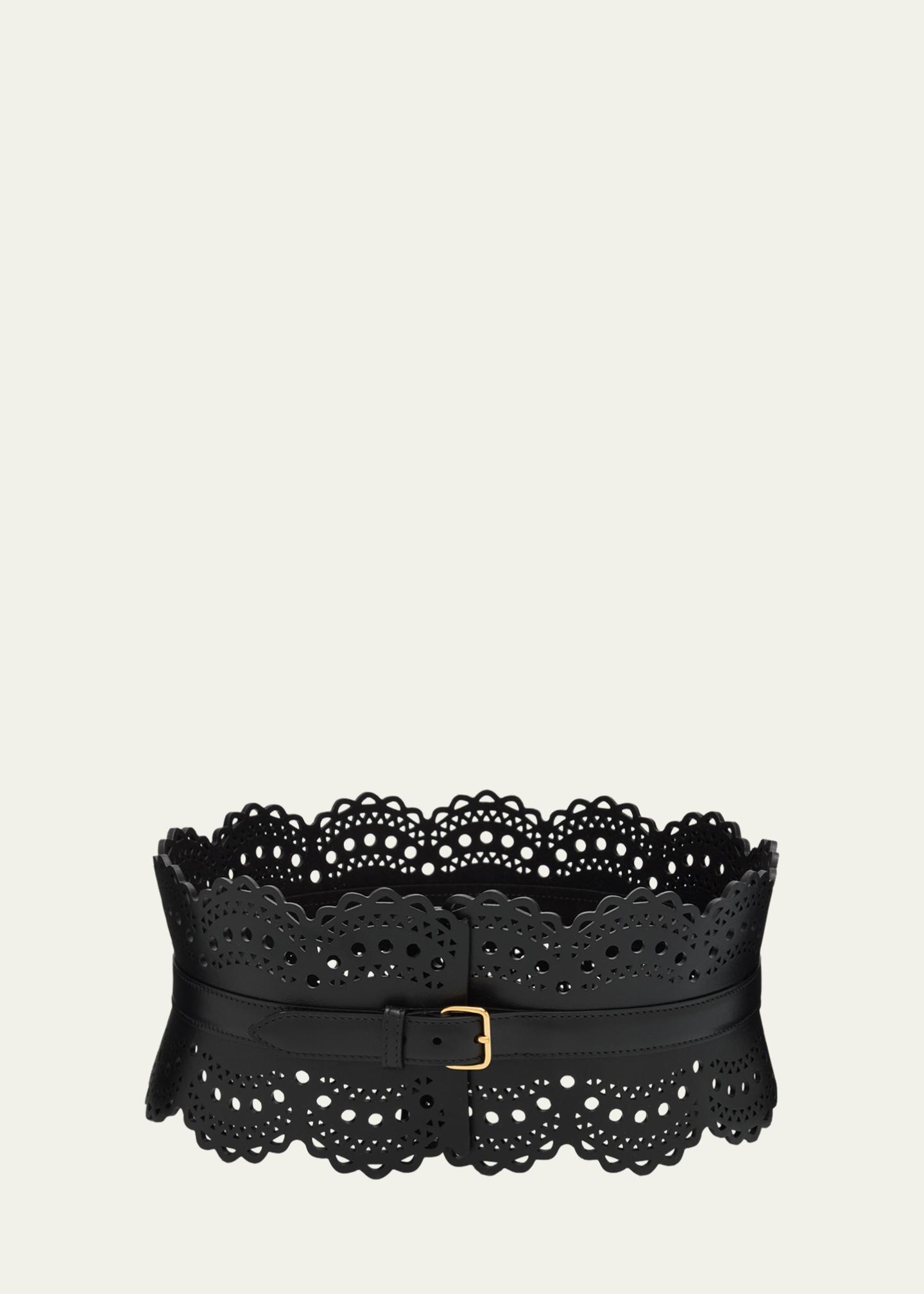 Alaia Black Laser-Cut Leather Waist Belt Alaïa | Le Corset black leather belt | Savannahs main image 2