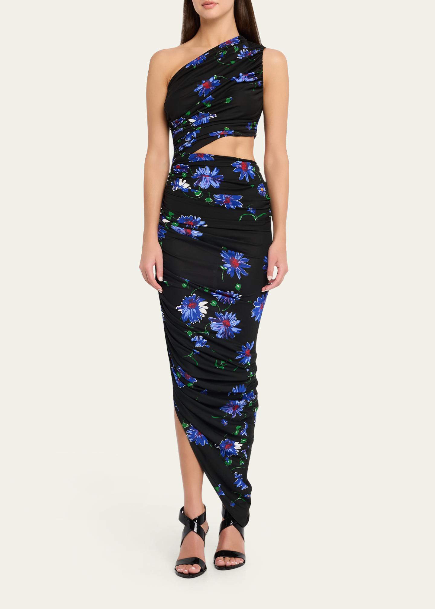 alaia asymmetric dress ALAÏA Black/blue Printed Cutout size 4 (US) Girl size:3T Backless Long Lace Mermaid upscale formal dress This midi dress is