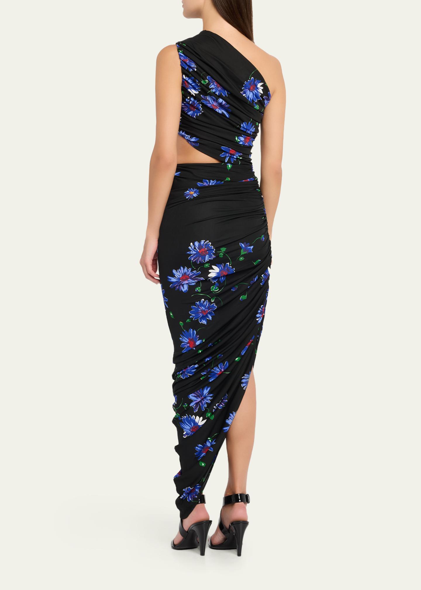 ALAÏA Black/blue Printed Cutout Dress size 4 (US)