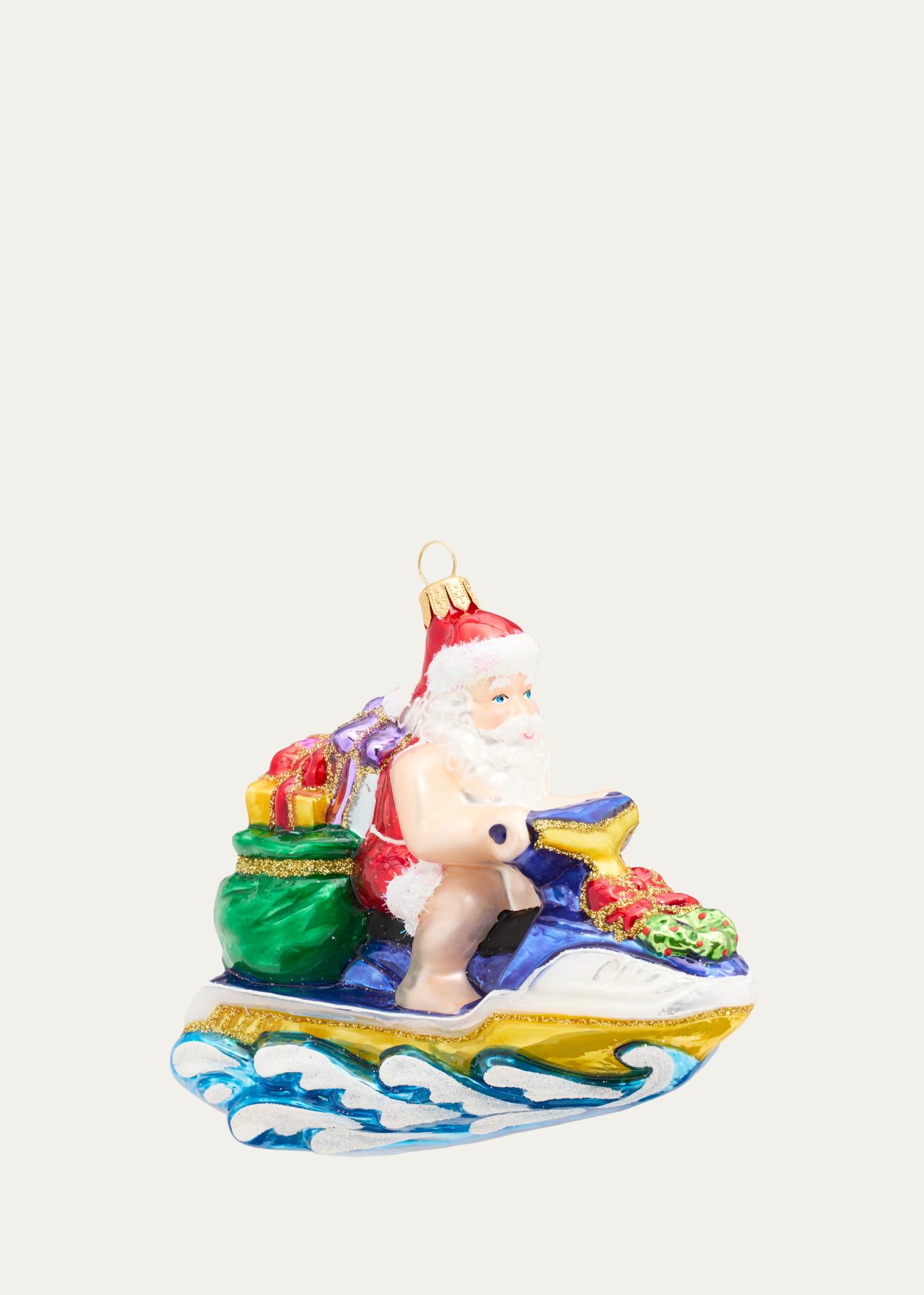 Exclusive Santa On Jet Ski Glass Ornament - Bergdorf Goodman