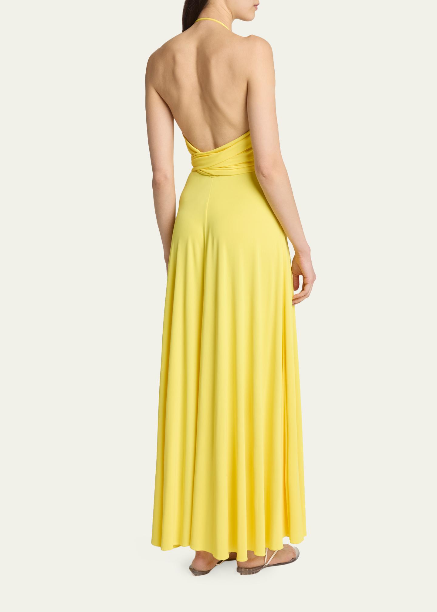 alaia halter dress ALAÏA Crossover Wrap Jersey Maxi Alaia drape maxi