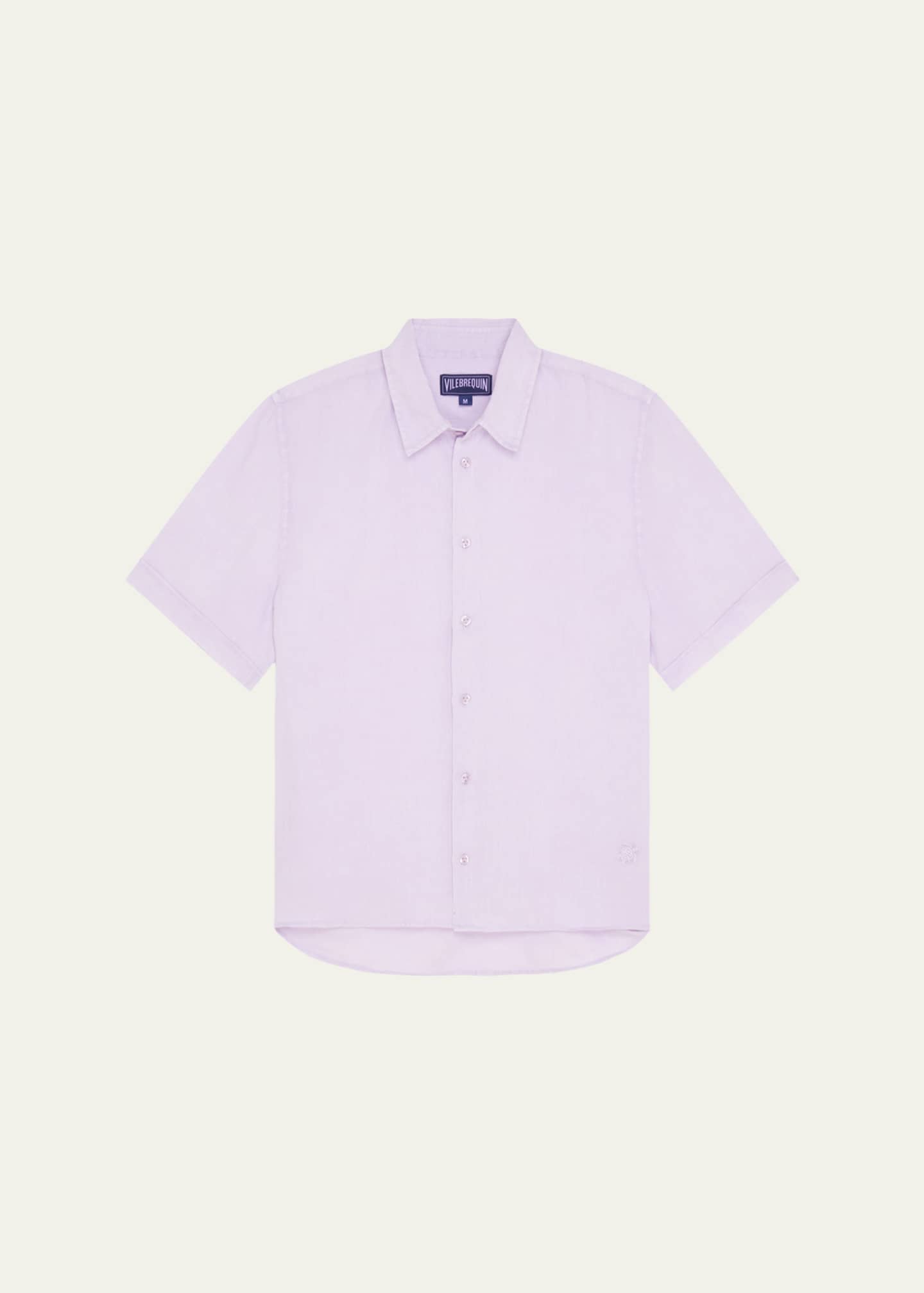 mens lavender short sleeve dress shirt Men's Shirts | Freret Solid Purple Seersucker
