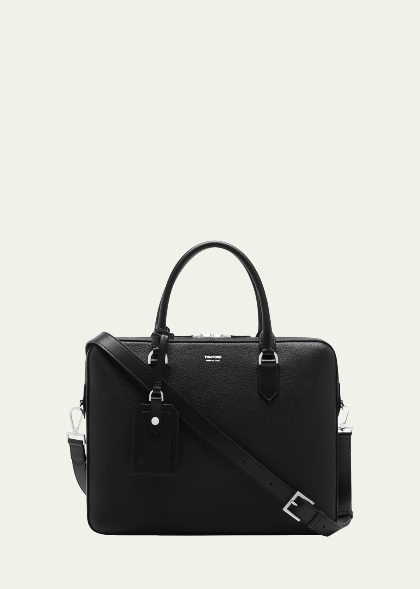 TOM FORD Men's Elliot Large Briefcase in Grained Leather