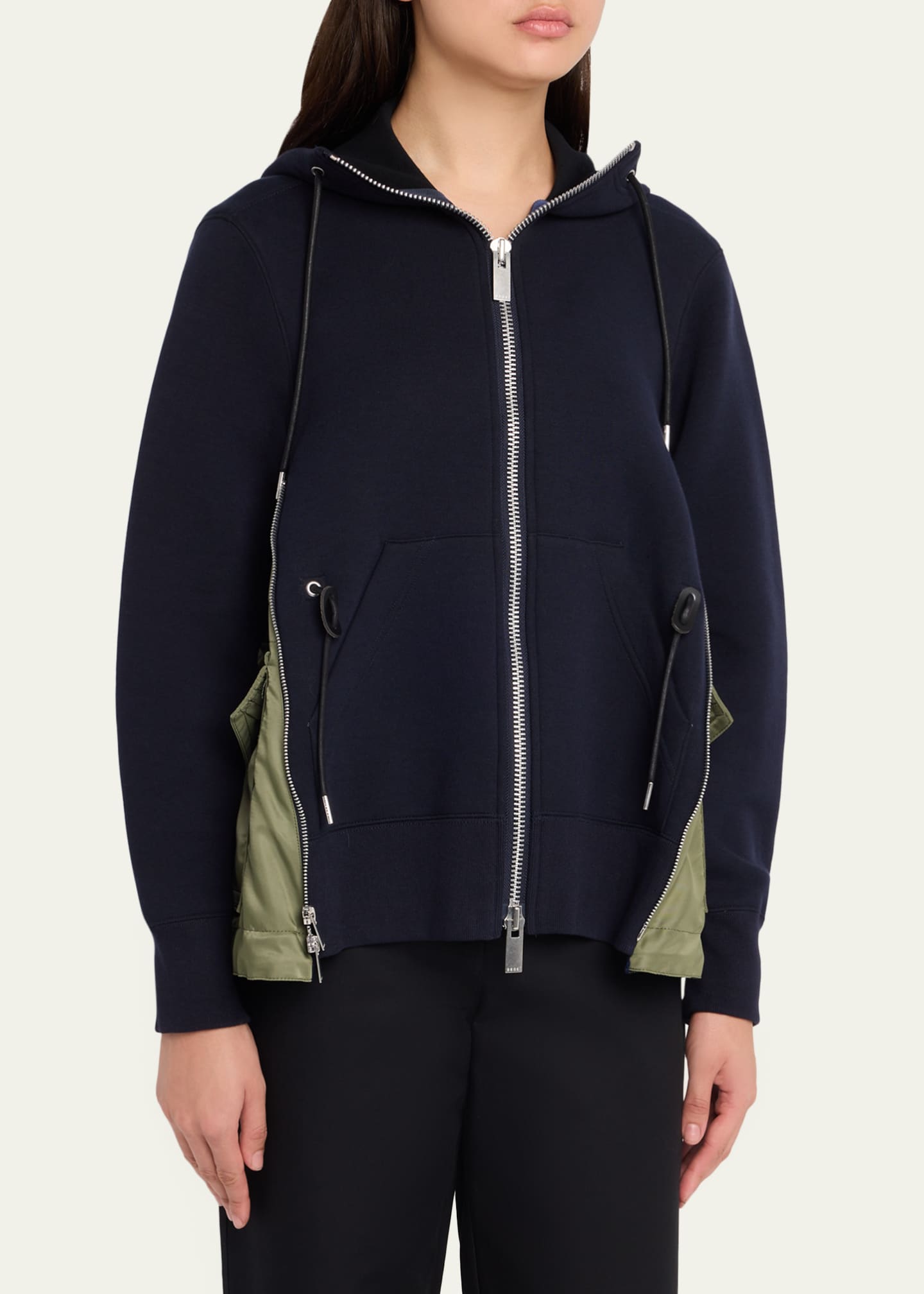 SACAI Sponge Sweat x Nylon Twill Hoodie - Bergdorf Goodman