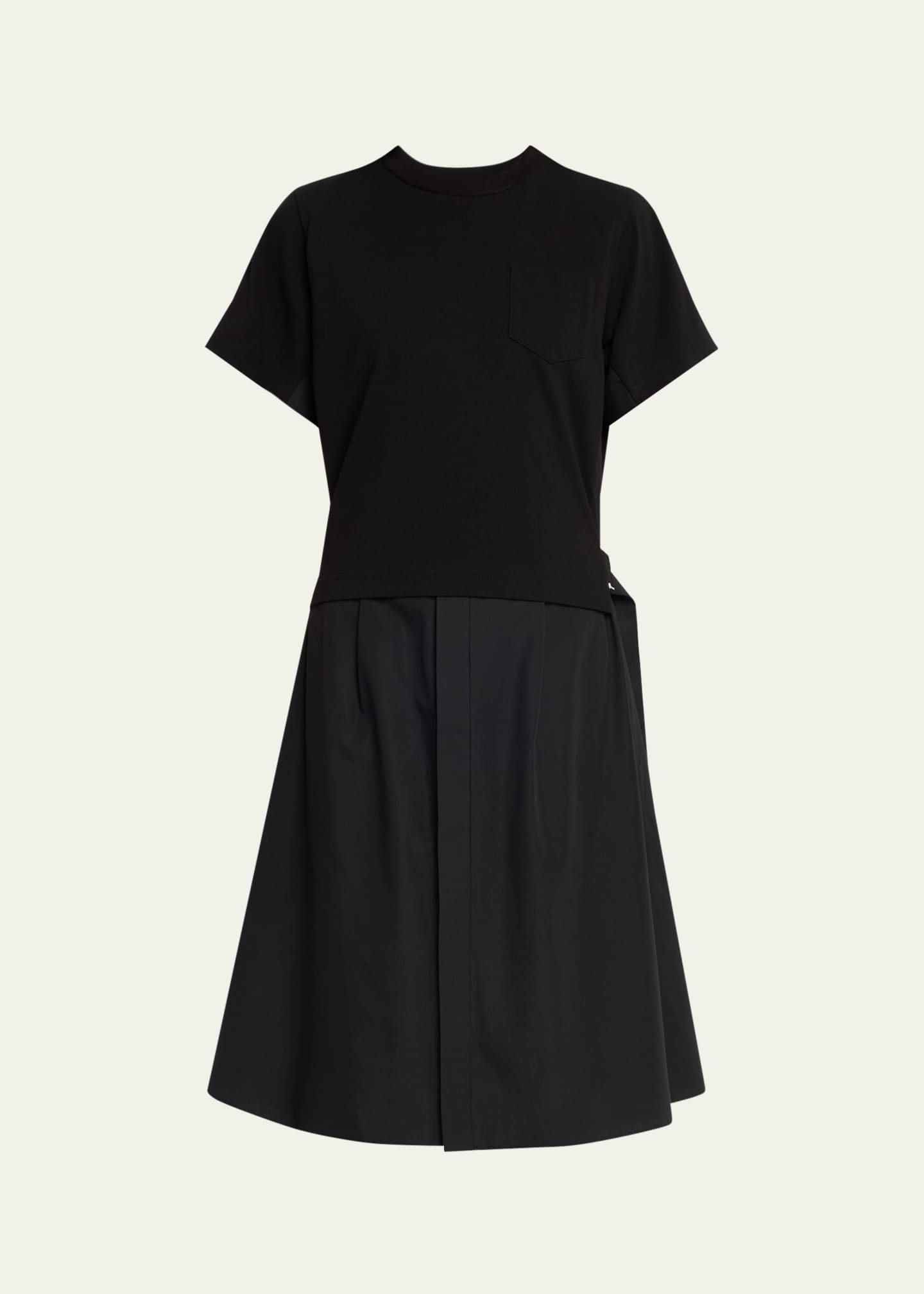 sacai cotton poplin dress SACAI Cotton Poplin x Knit Shirtdress, Women's,