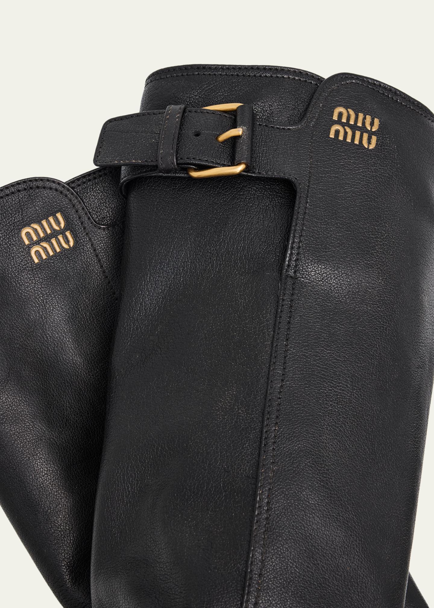 Miu Miu 55mm Leather Knee-High Lug-Sole Boots - Bergdorf Goodman