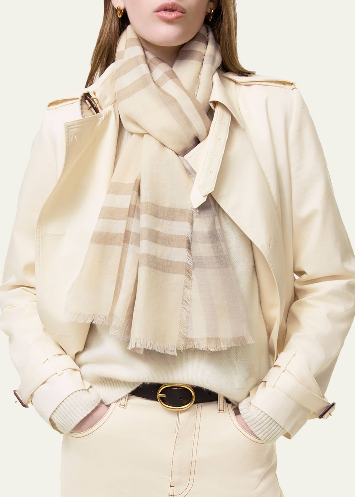 Burberry Wide Reversible Check Wool Silk Scarf - Bergdorf Goodman
