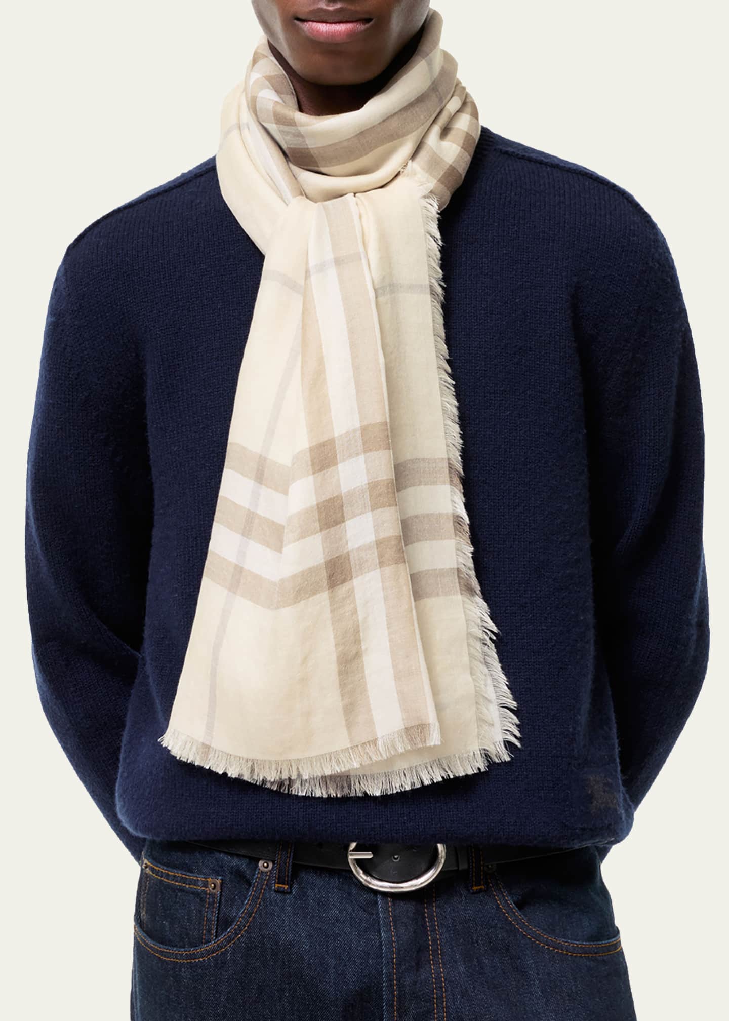 Burberry Wide Reversible Check Wool Silk Scarf - Bergdorf Goodman