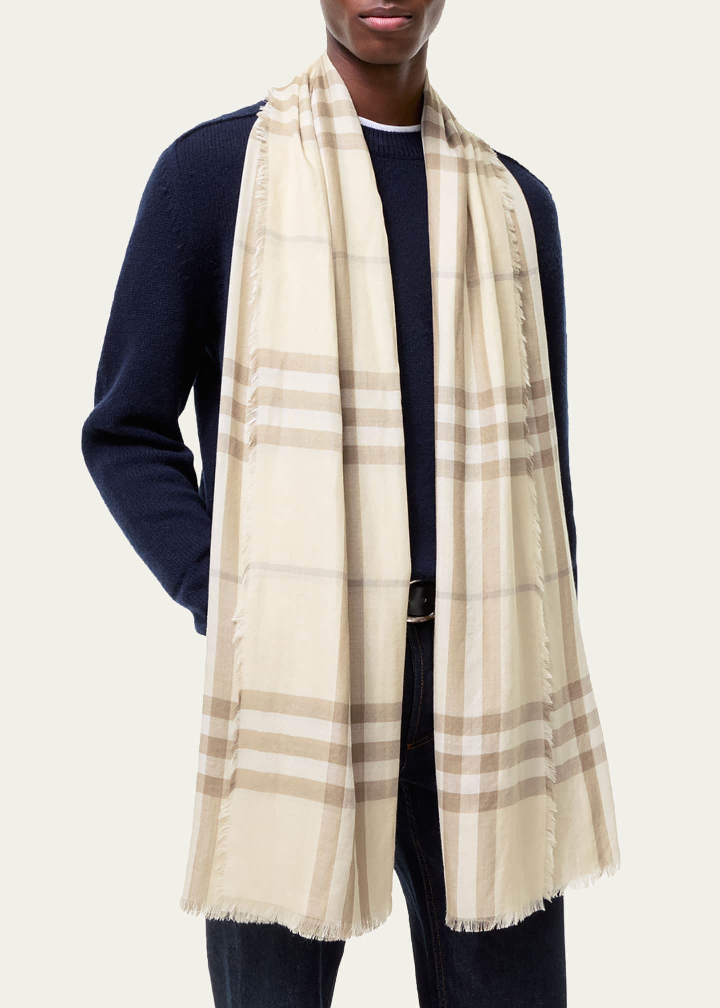 Burberry Wide Reversible Check Wool Silk Scarf - Bergdorf Goodman
