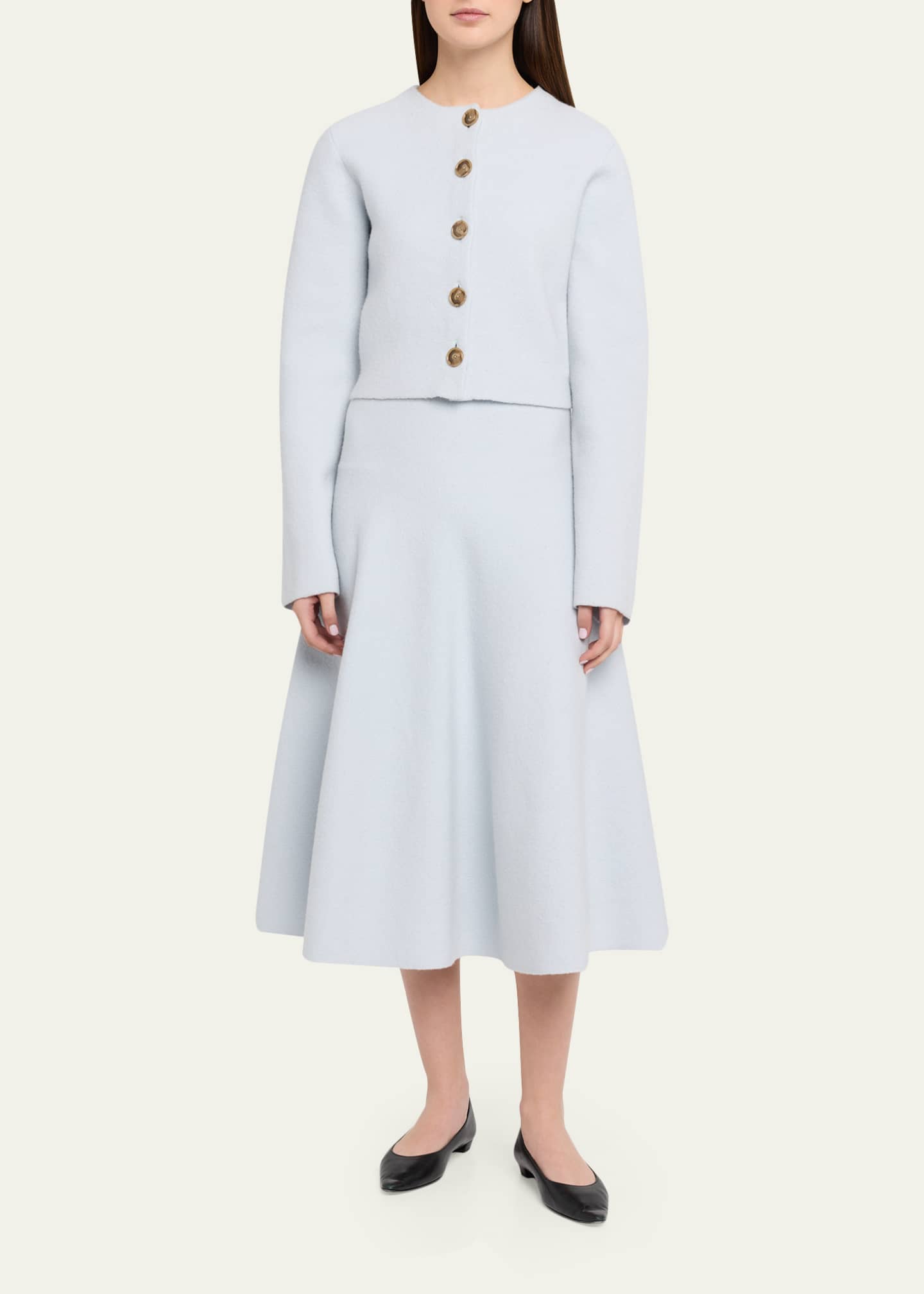 Brandon Maxwell Miller Structured Wool Midi Skirt - Bergdorf Goodman