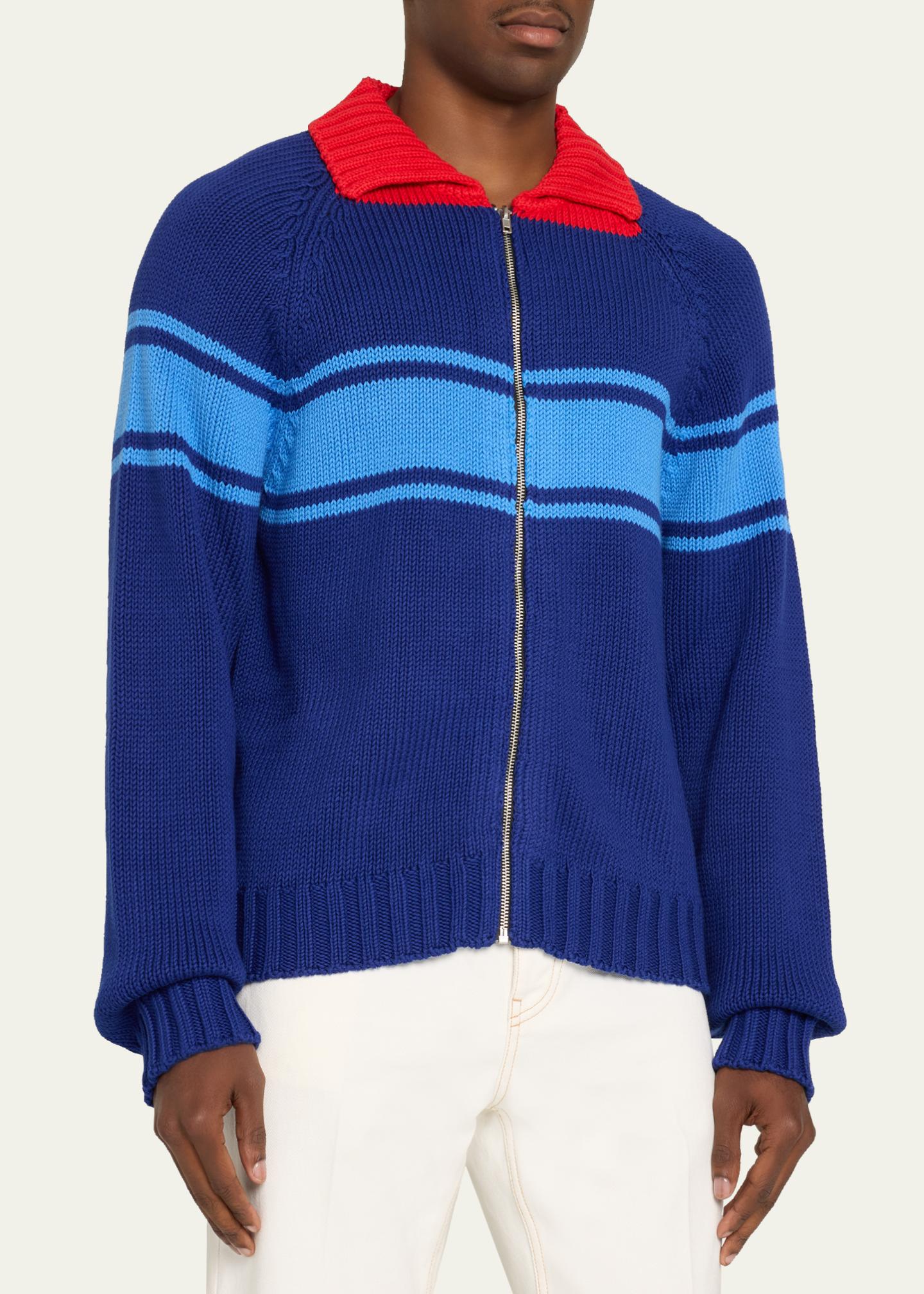 Marni Colorblocked Cotton Zip-Front Cardigan - Bergdorf Goodman