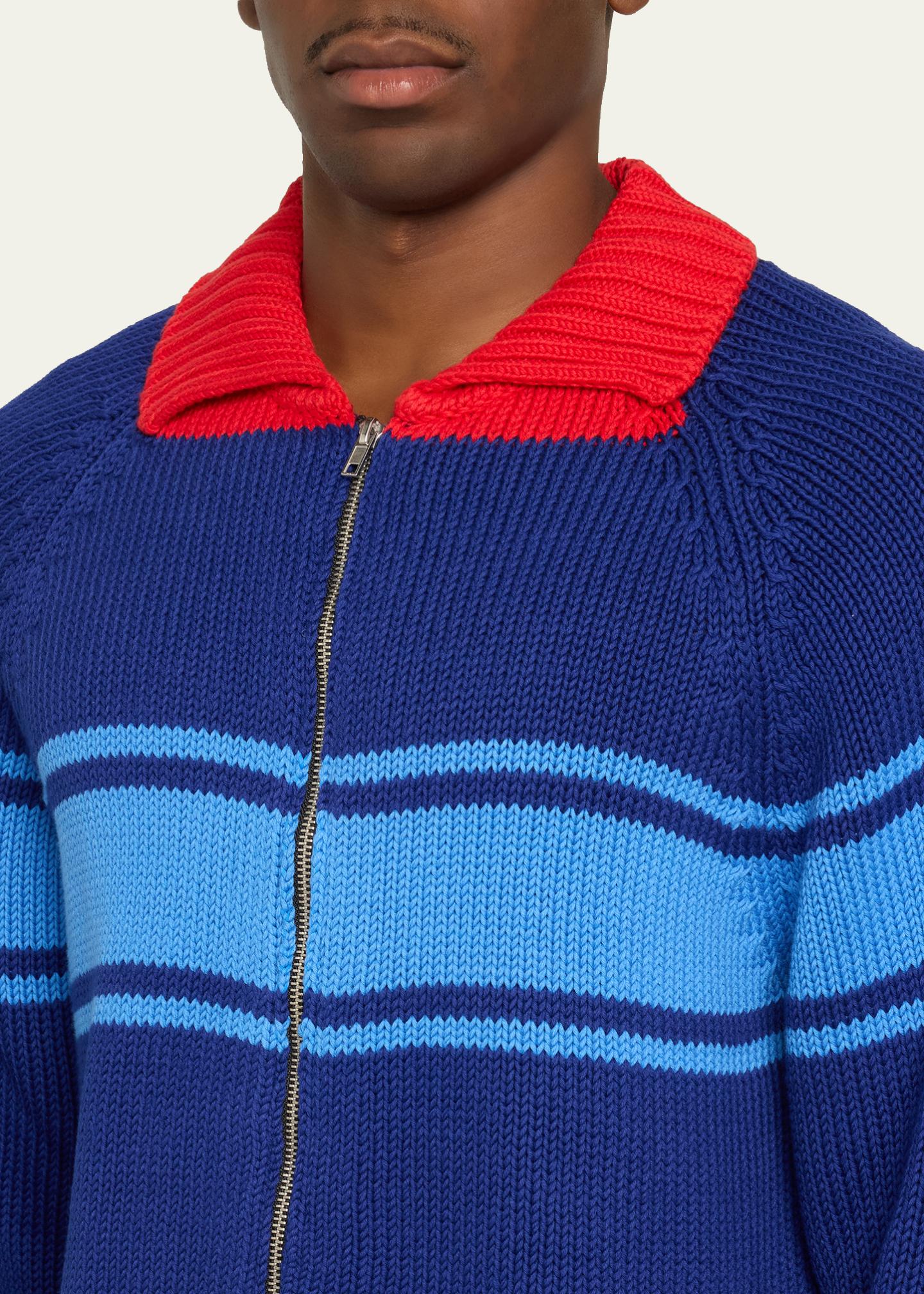 Marni Colorblocked Cotton Zip-Front Cardigan - Bergdorf Goodman
