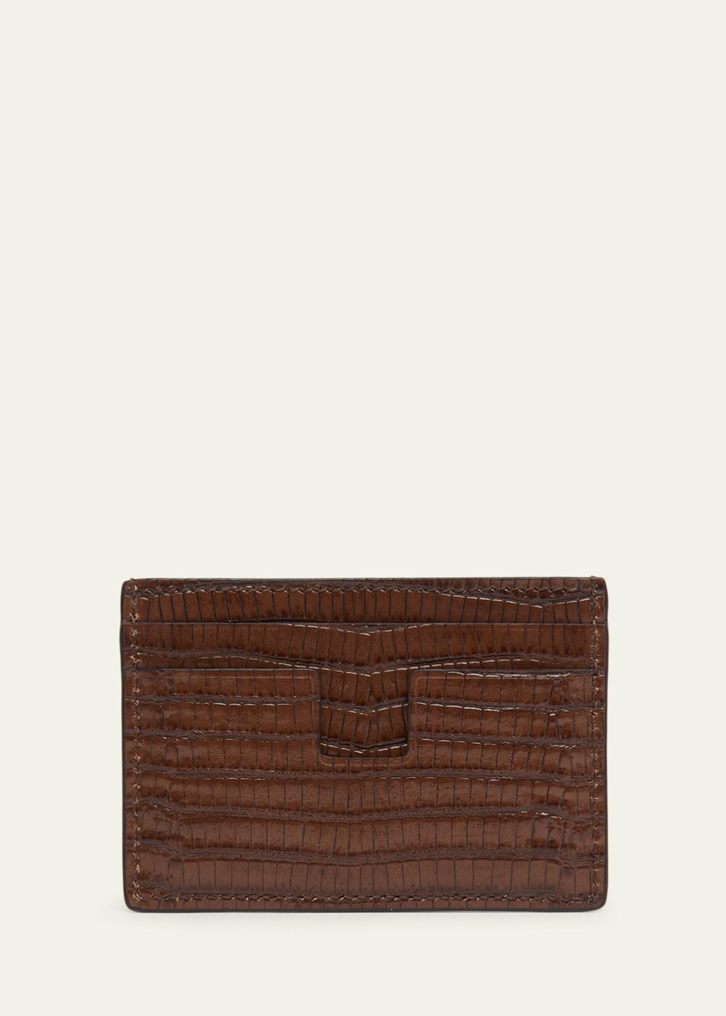 TOM FORD Men's T Line Croc-Effect Leather Card Holder - Bergdorf