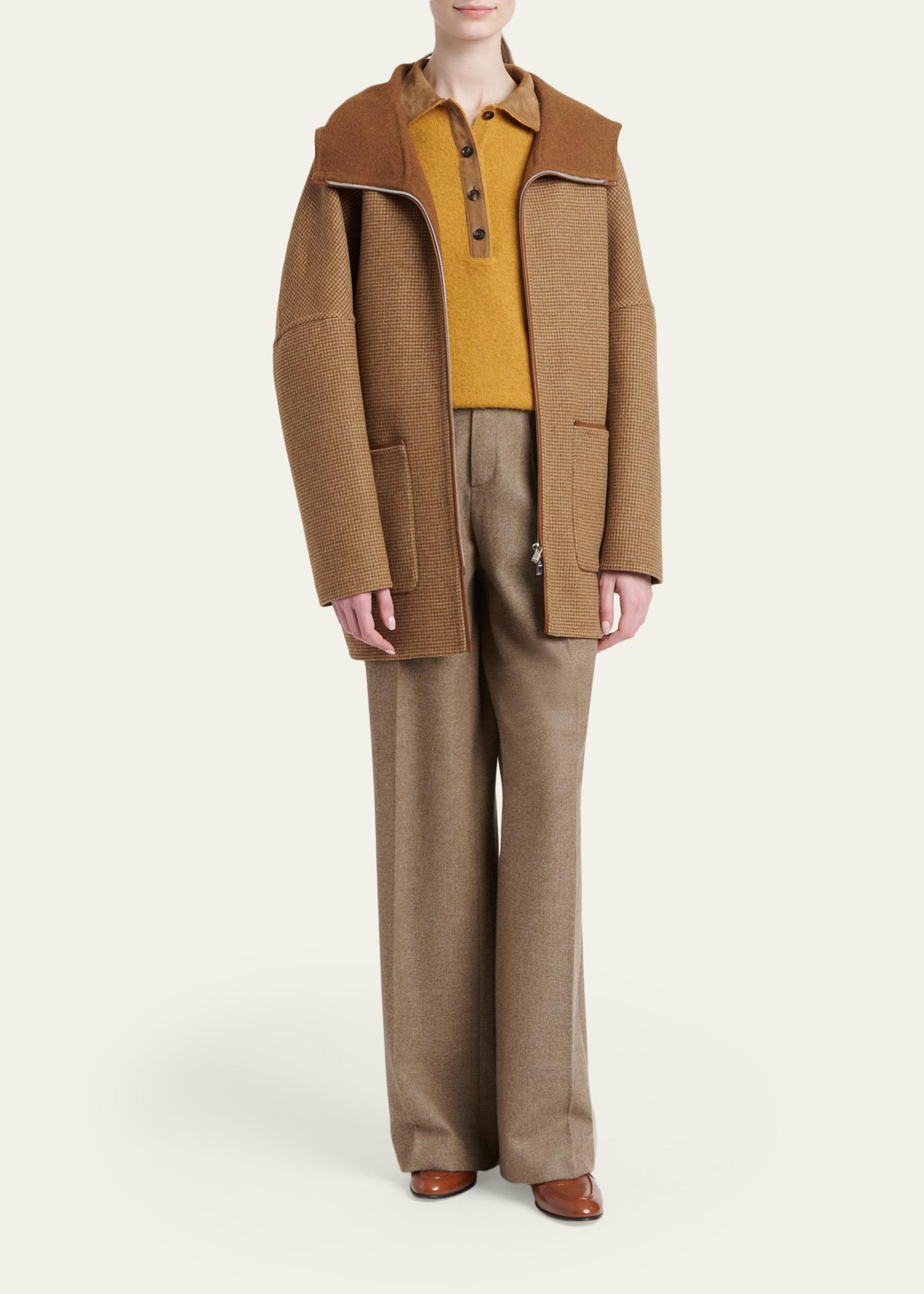 KITON キートン カシミヤ100% ハウンドトゥース コート 48 ブラウン Kiton Houndstooth Wool-Cashmere Hooded Overcoat - Bergdorf Goodman