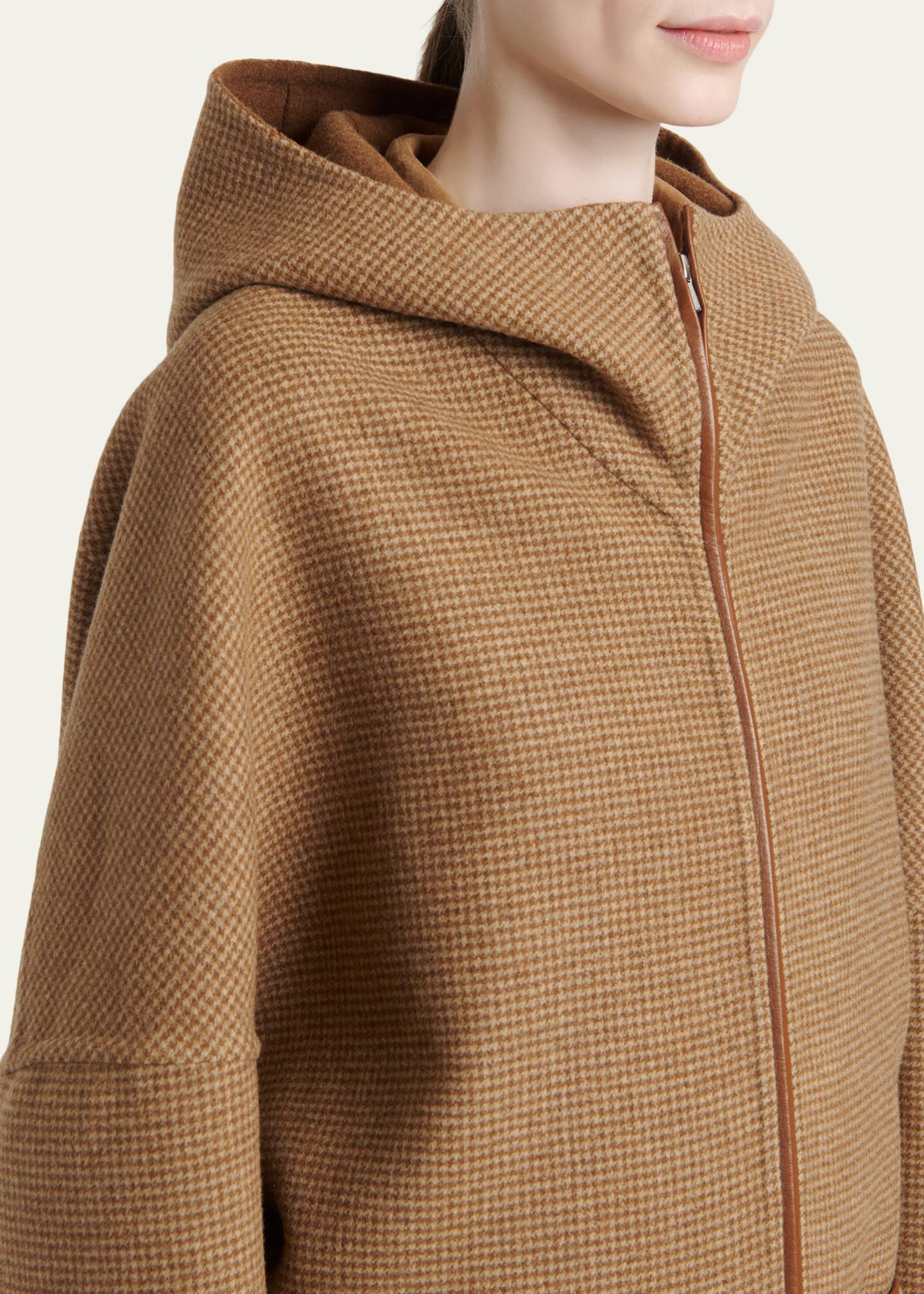 KITON キートン カシミヤ100% ハウンドトゥース コート 48 ブラウン Kiton Houndstooth Wool-Cashmere Hooded Overcoat - Bergdorf Goodman