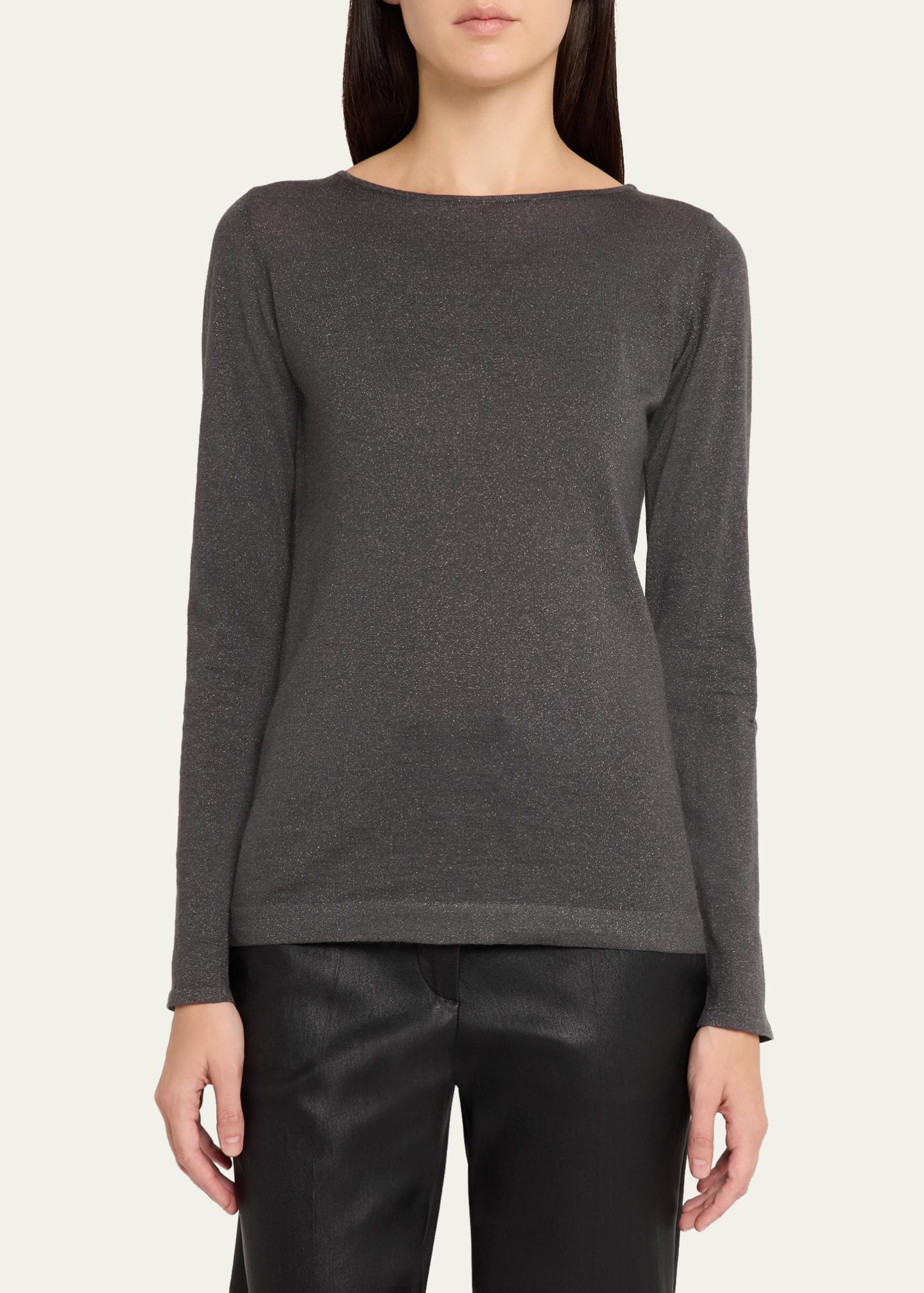Brunello Cucinelli Cashmere-Silk Lurex Long-Sleeve Top - Bergdorf