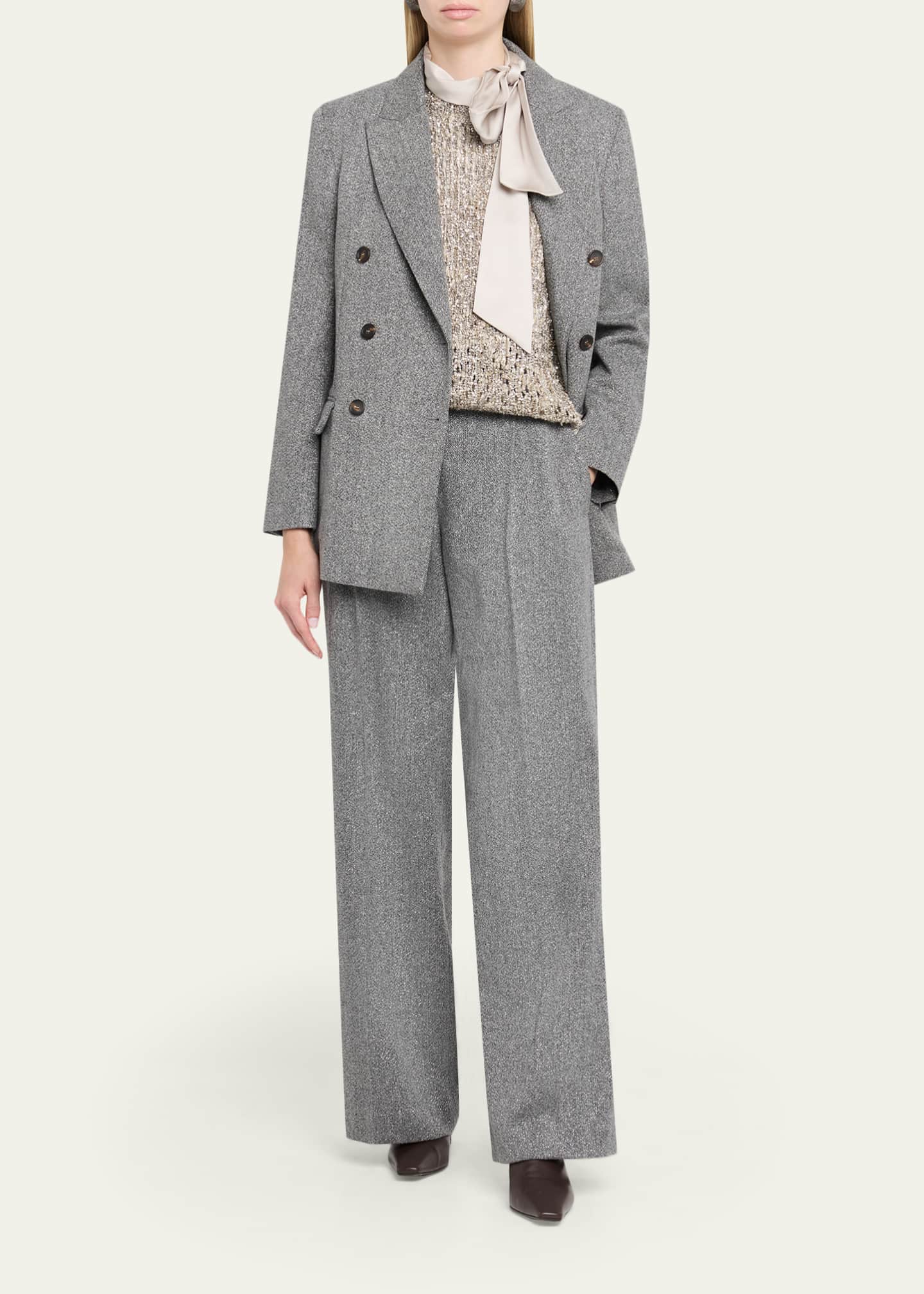 Brunello Cucinelli Sparkling Wool Herringbone Trousers - Bergdorf