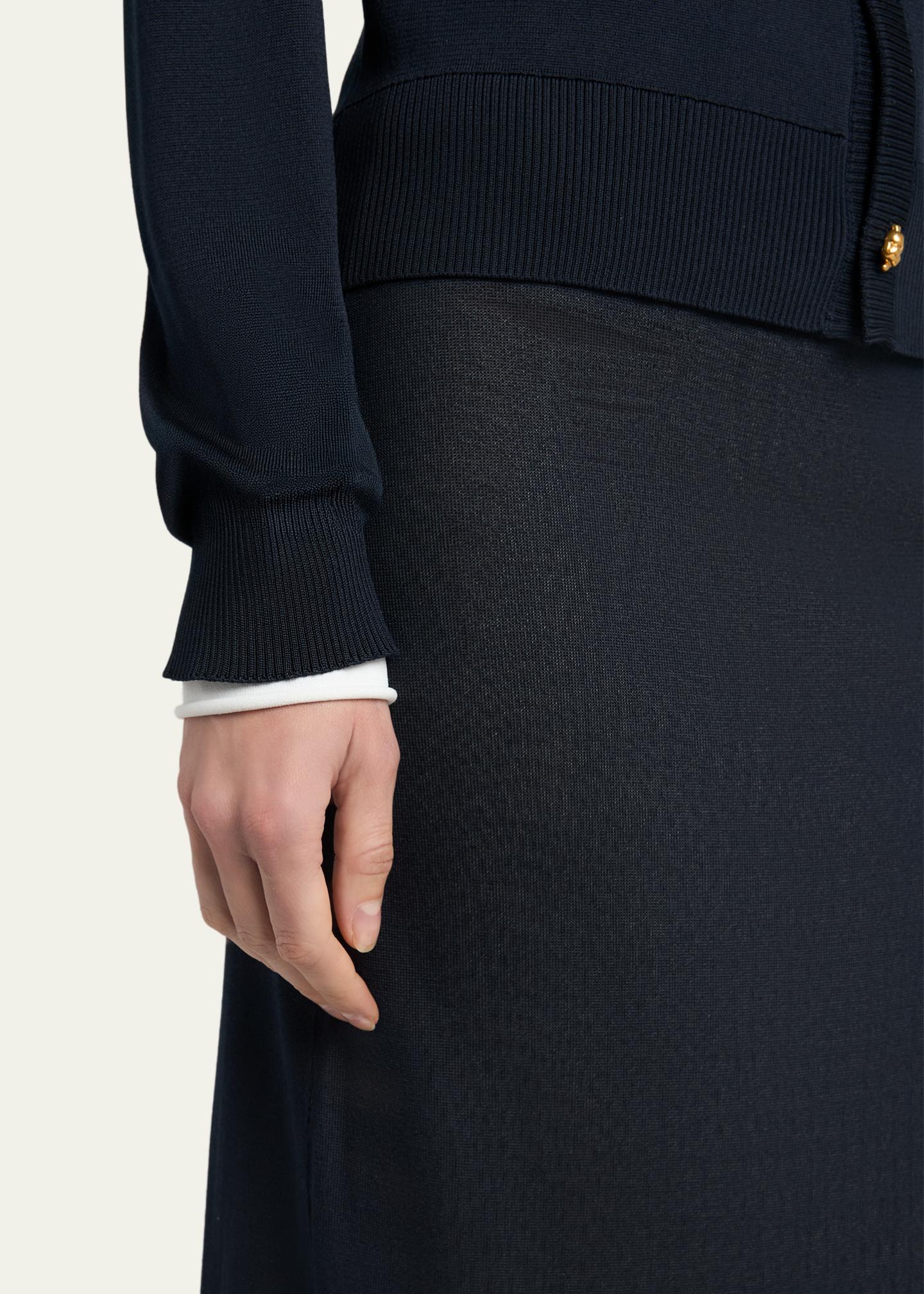 Bottega Veneta Silk Double Knit Crewneck Cardigan - Bergdorf Goodman