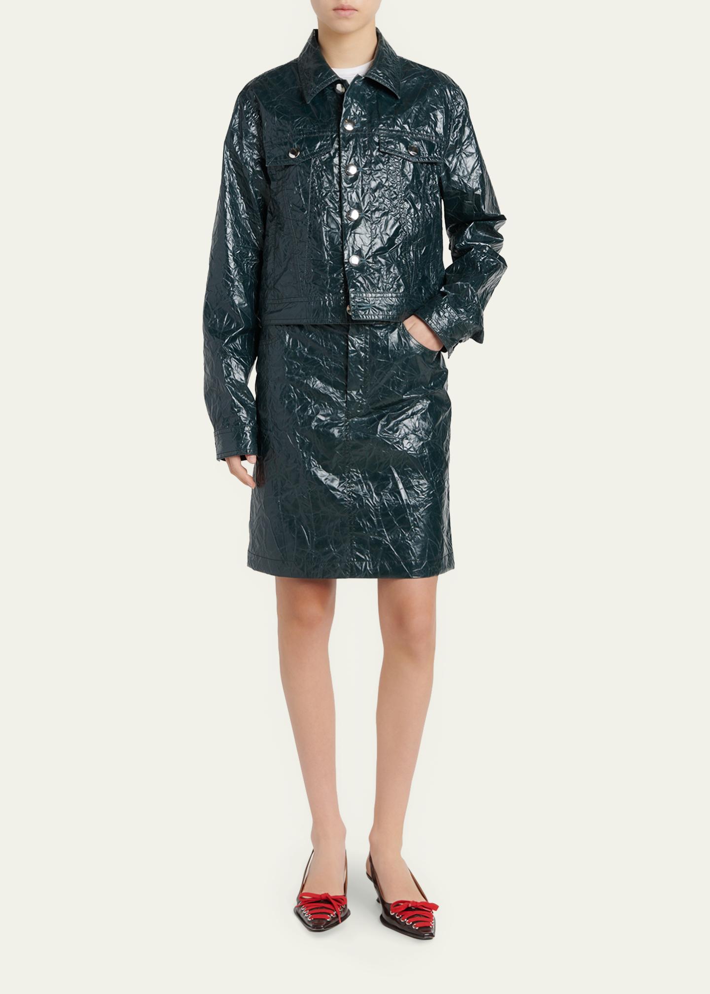 Marni Crinkled Faux-Leather Knee-Length Skirt - Bergdorf Goodman