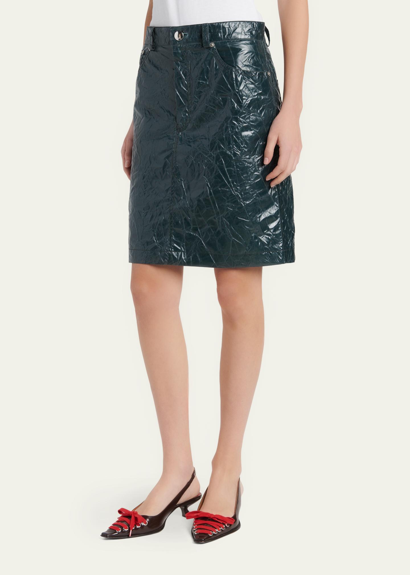 Marni Crinkled Faux-Leather Knee-Length Skirt - Bergdorf Goodman
