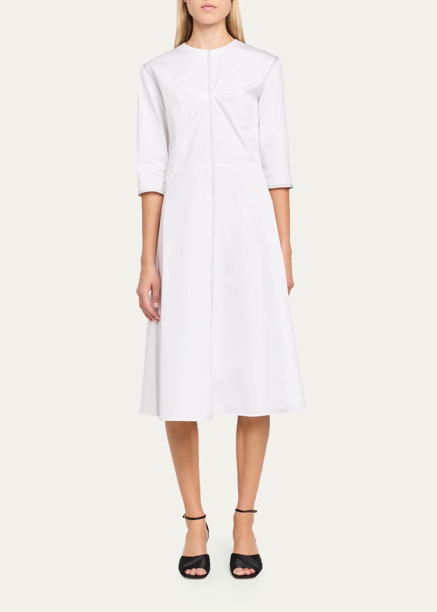 marni cotton dress 3/4-Sleeve Midi A-Line marking its place as play pretend dress Cotton poplin dress How to Dress for item size:L