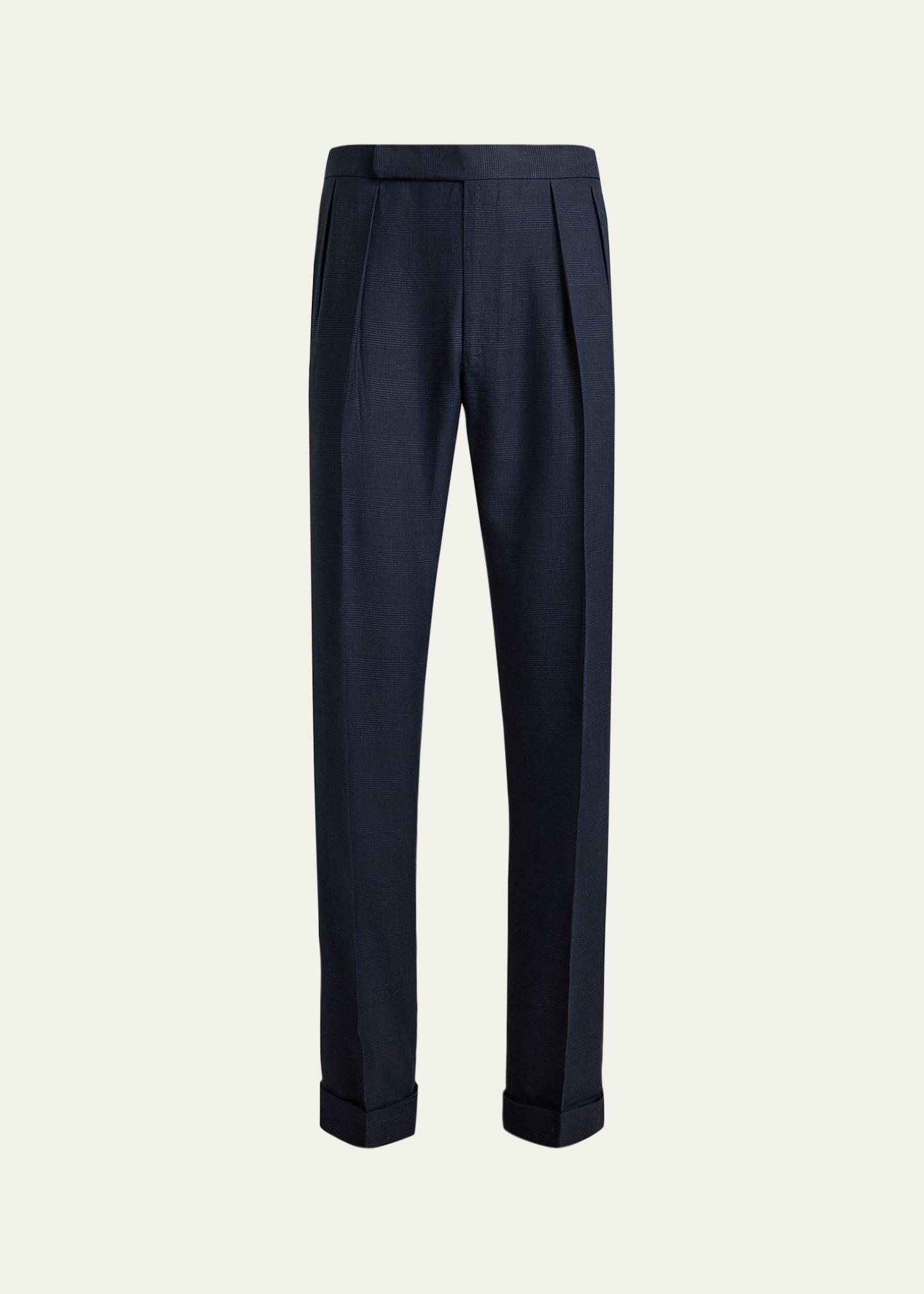 Ralph Lauren purple label ネイビー スラックス 28 Ralph Lauren Purple Label Men's Cashmere and Silk Glen Plaid
