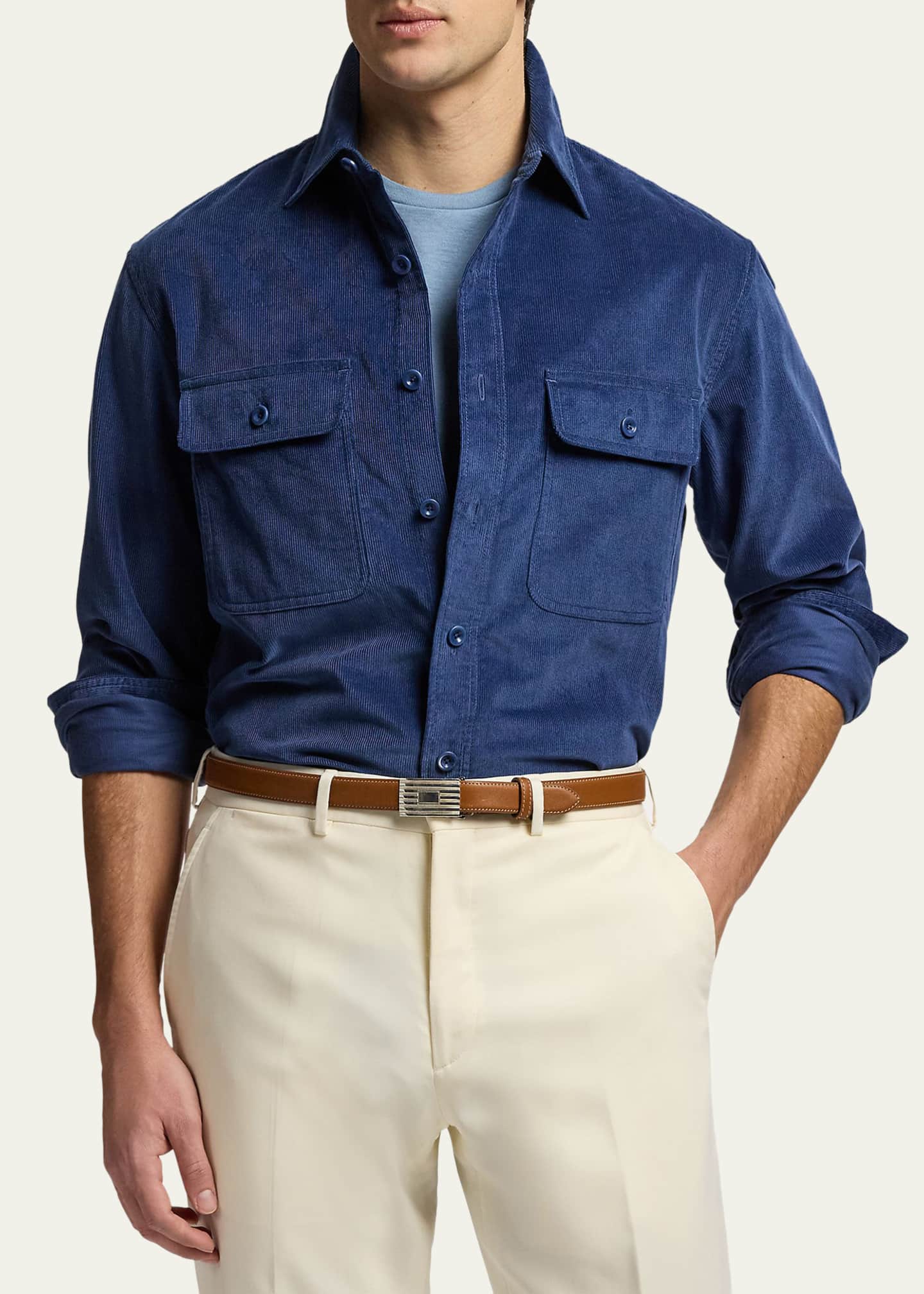 Ralph Lauren Purple Label Men's Sea Island Cotton Corduroy Button