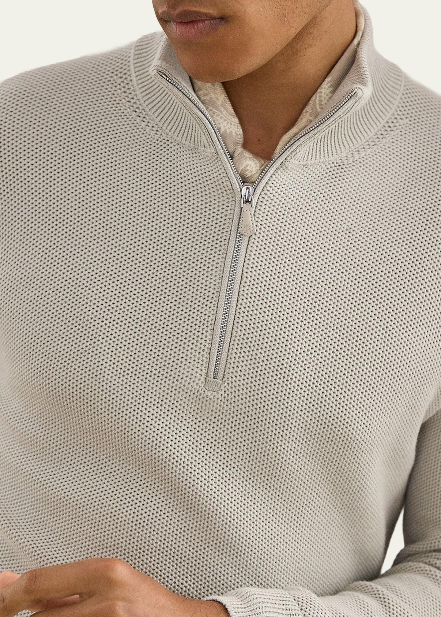 Ralph Lauren Purple Label Men's Honeycomb Silk-Blend Quarter-Zip