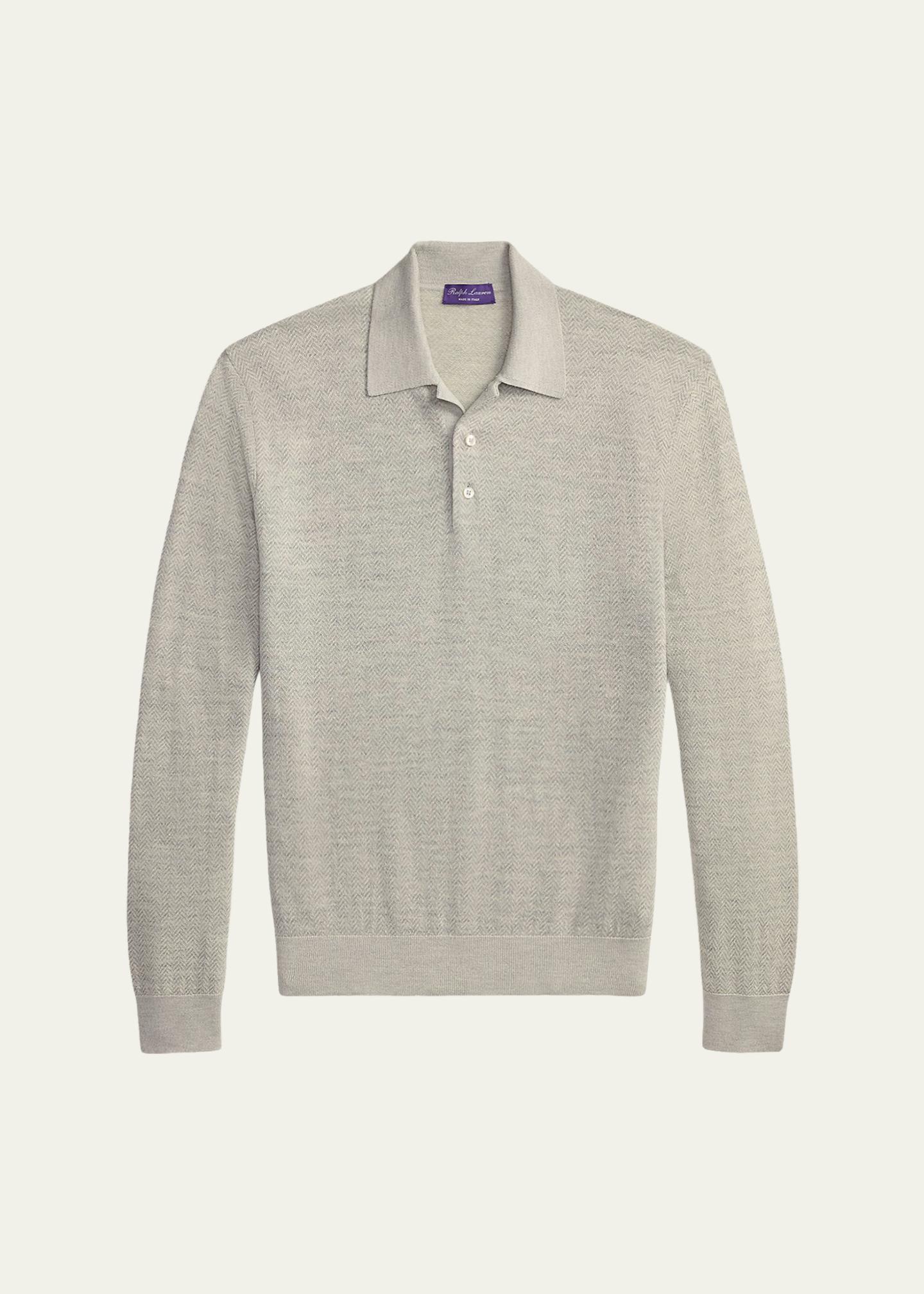 Ralph Lauren Purple Label Men's Cashmere-Linen Polo Sweater