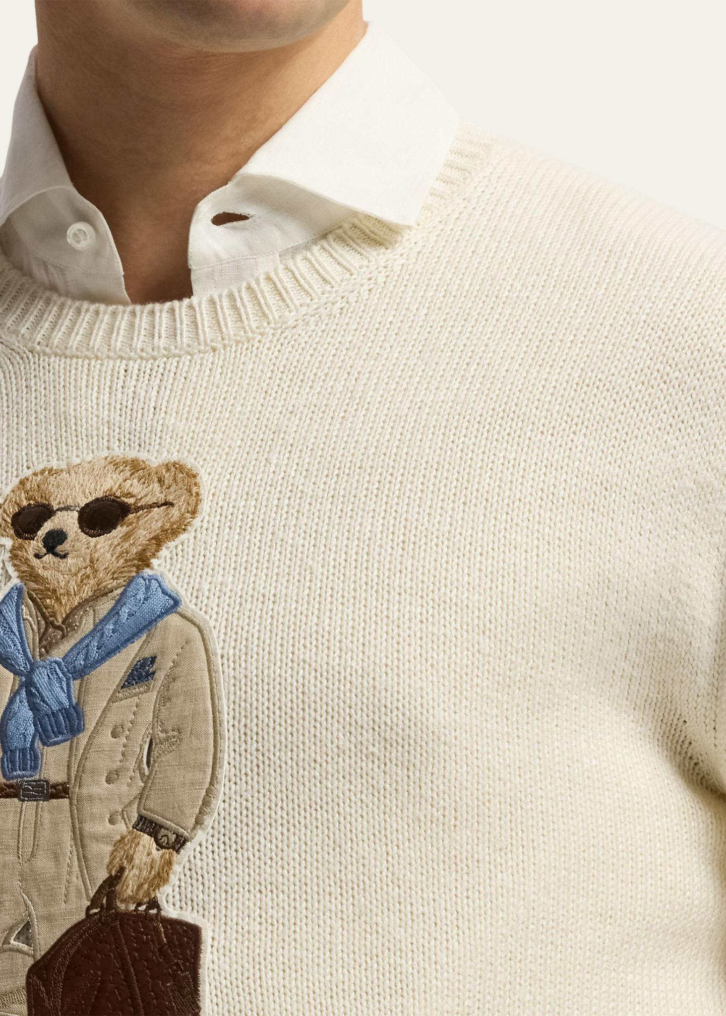 Ralph Lauren Purple Label Men's Silk Knit Polo Bear Crewneck