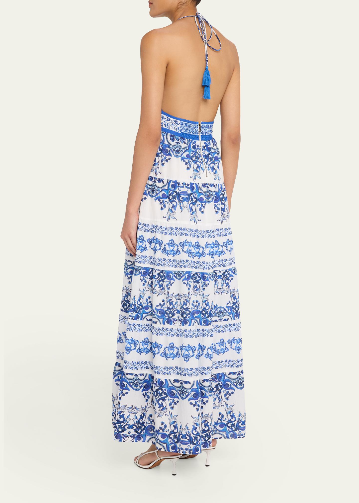 ALICE + OLIVIA Karolina Tiered Halter Maxi Dress
