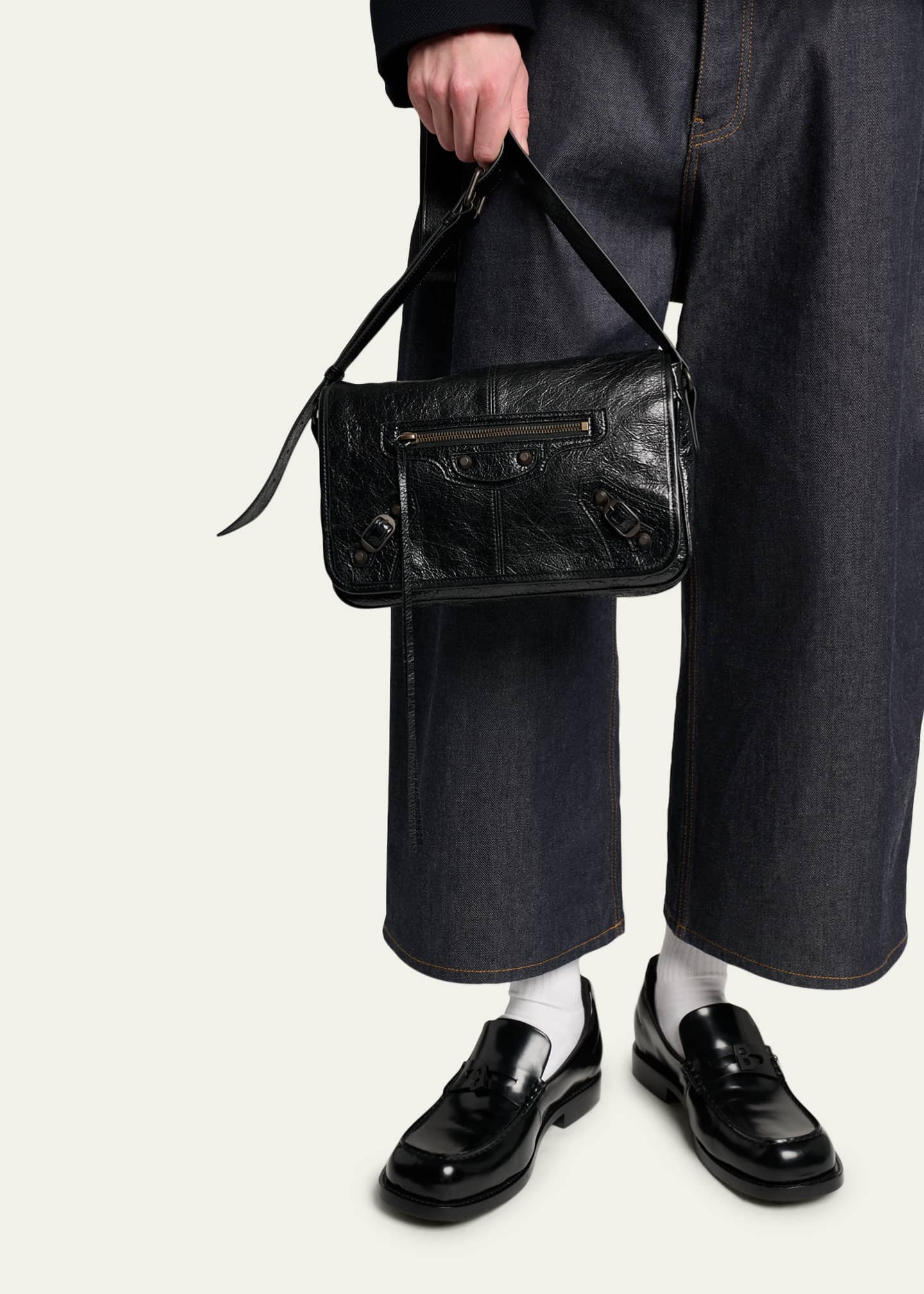 Balenciaga Men's Le City Flap Messenger Bag in Arena Lambskin