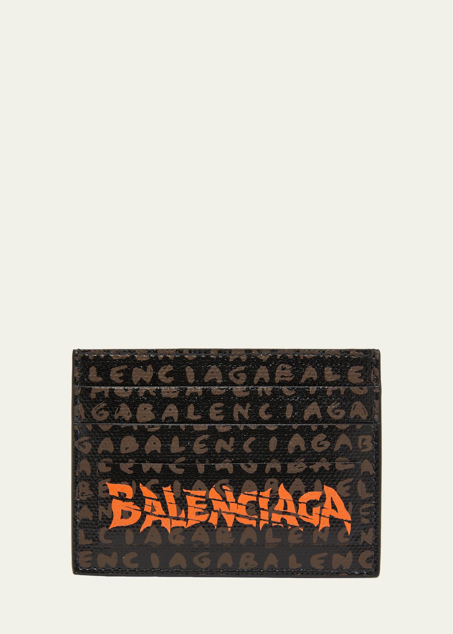 Balenciaga Men's Snob Allover Logo Card Holder - Bergdorf Goodman
