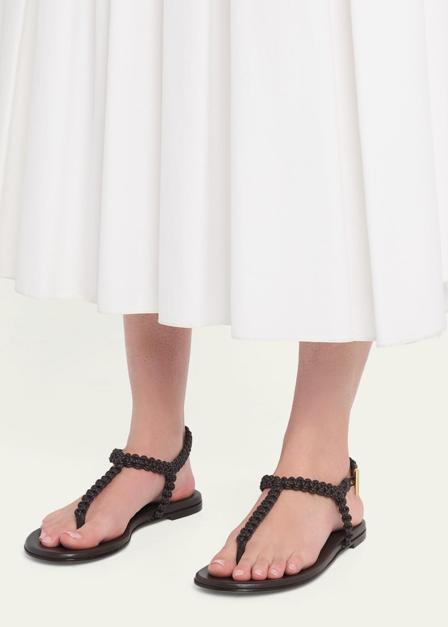 Gianvito Rossi Braided Nappa Leather Flat Thong Sandals - Bergdorf